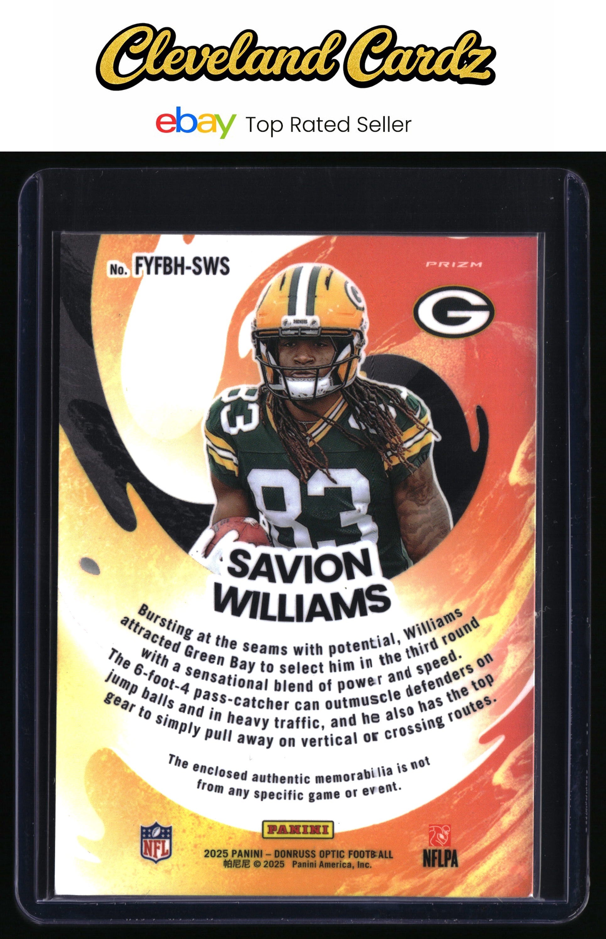 2025 Donruss Optic #FYFBH-SWS Savion Williams First Year Fresh Blue Hyper