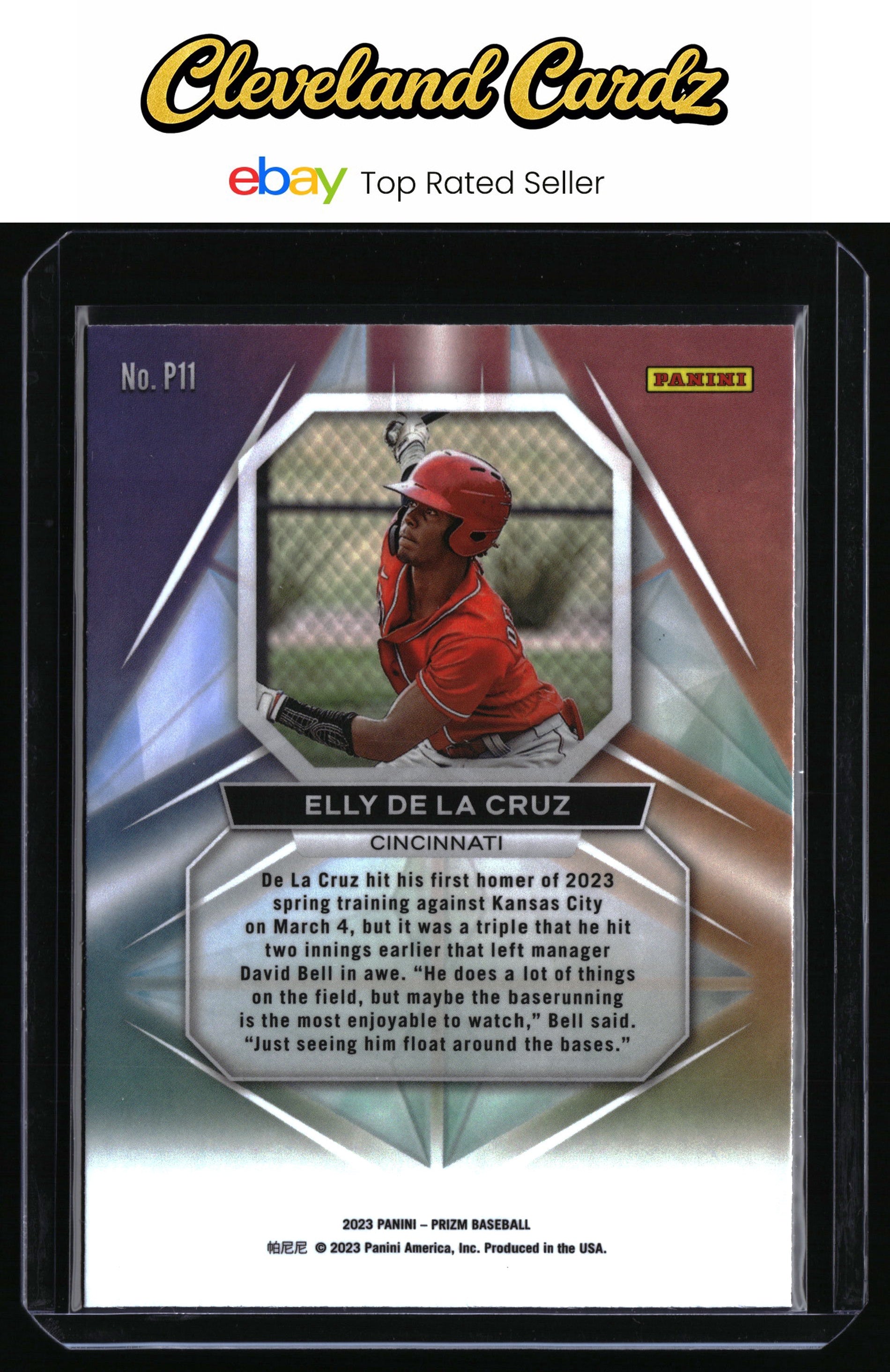 2023 Panini Prizm #P11 Elly De La Cruz Prizmatic