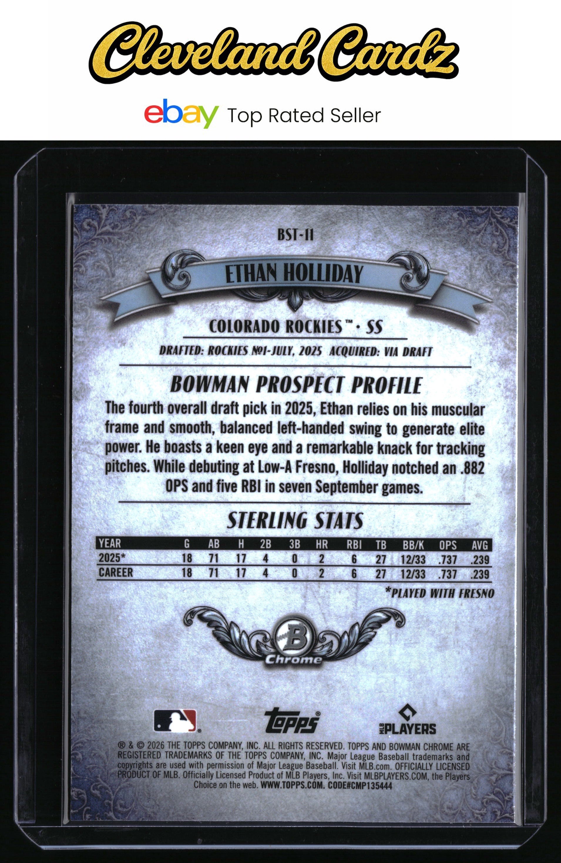 2026 Bowman #BST-11 Ethan Holliday Bowman Sterling