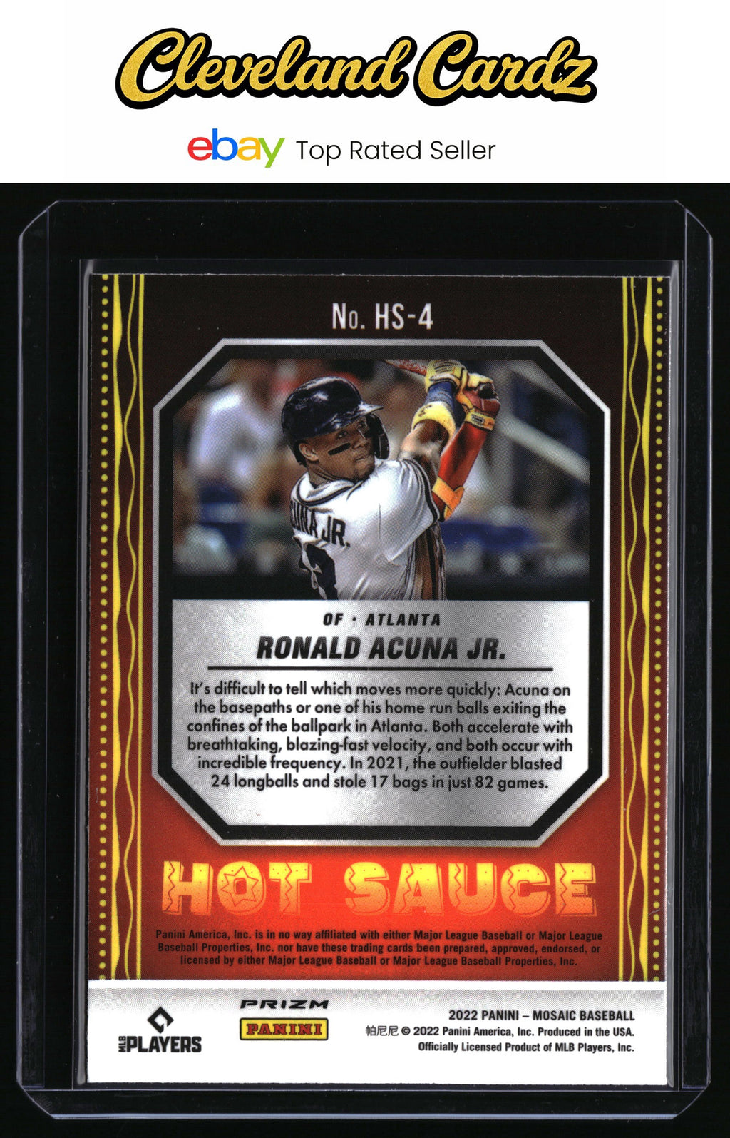 2022 Panini Mosaic #HS-4 Ronald Acuna Jr. Hot Sauce Green Mosaic