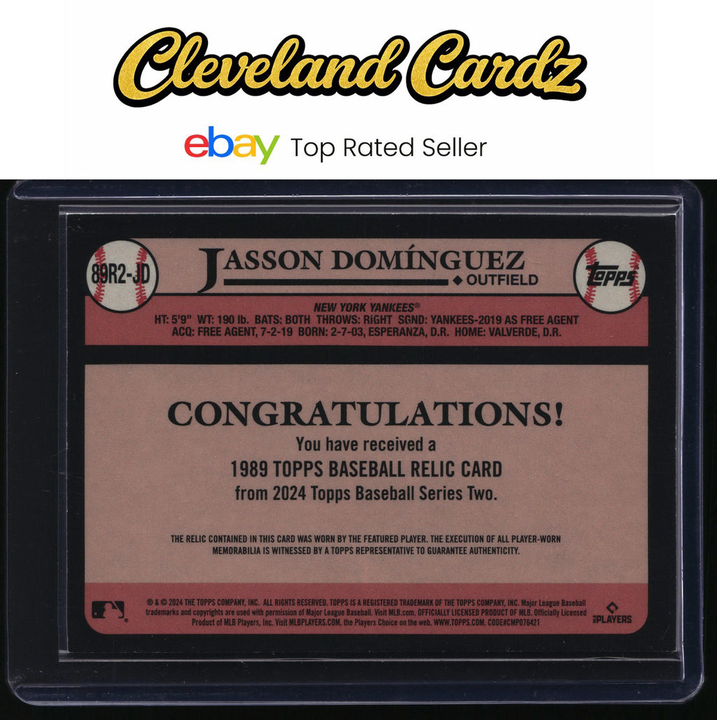 2024 Topps #89R2-JD Jasson Domínguez 1989 35th Anniversary Relics Black #/199