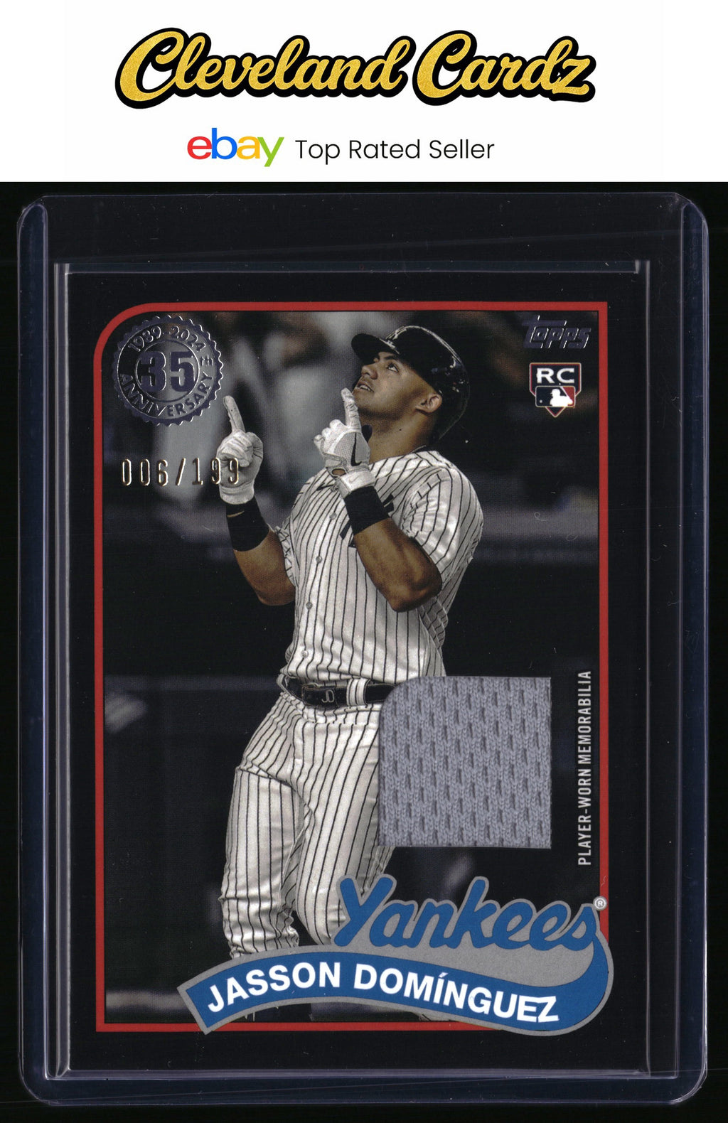 2024 Topps #89R2-JD Jasson Domínguez 1989 35th Anniversary Relics Black #/199