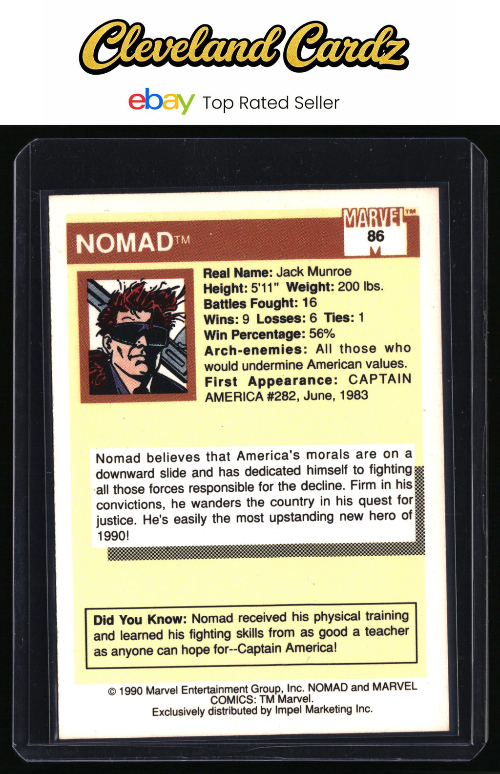 1990 Impel Marvel Universe #86 Nomad