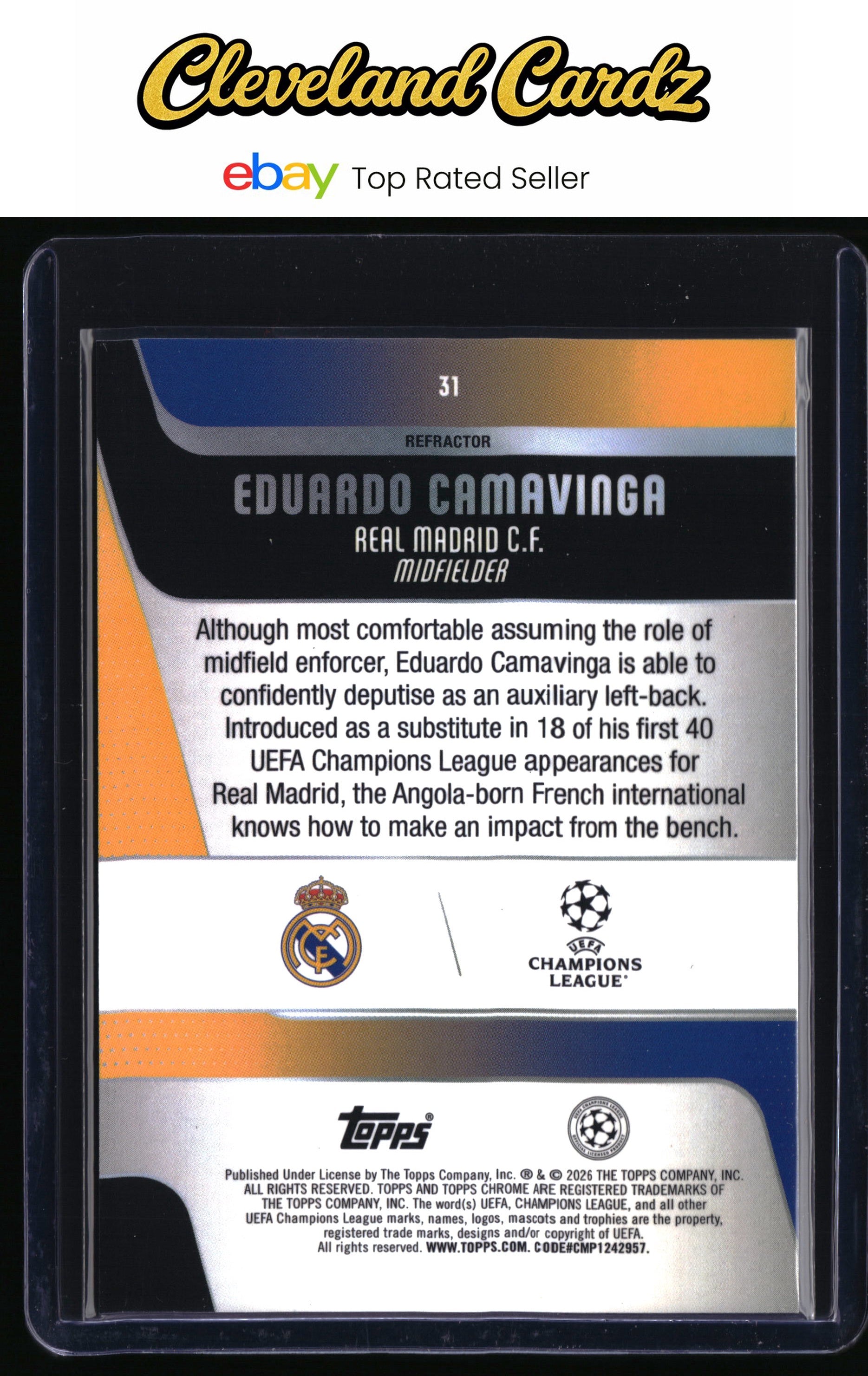 2025-26 Topps Chrome UEFA Club Competitions #31 Eduardo Camavinga Refractor