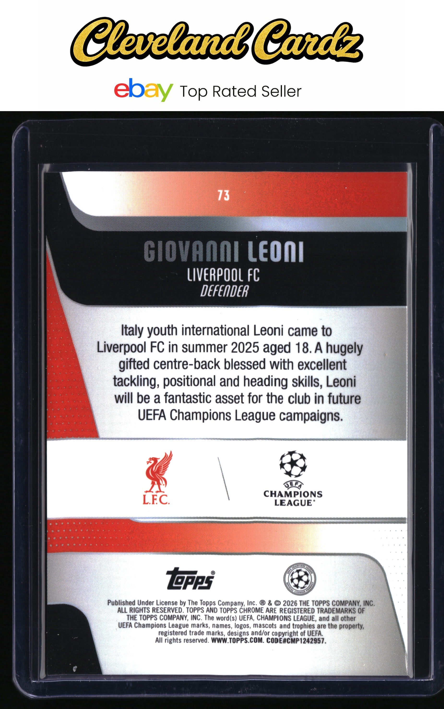 2025-26 Topps Chrome UEFA Club Comp. #73 Giovanni Leoni Pink Mini-Diamonds #/250