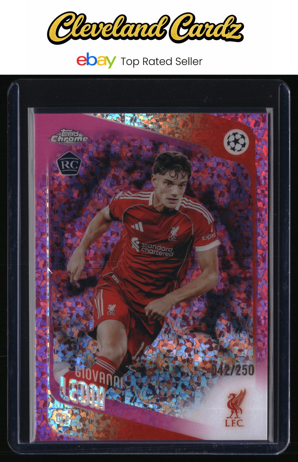 2025-26 Topps Chrome UEFA Club Comp. #73 Giovanni Leoni Pink Mini-Diamonds #/250