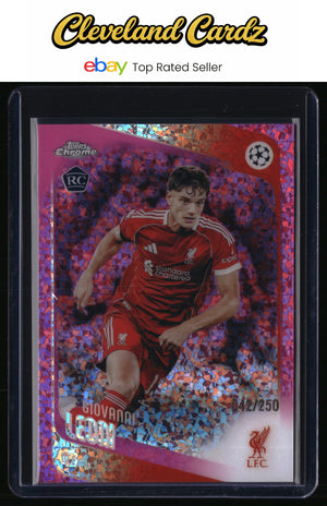 2025-26 Topps Chrome UEFA Club Comp. #73 Giovanni Leoni Pink Mini-Diamonds #/250