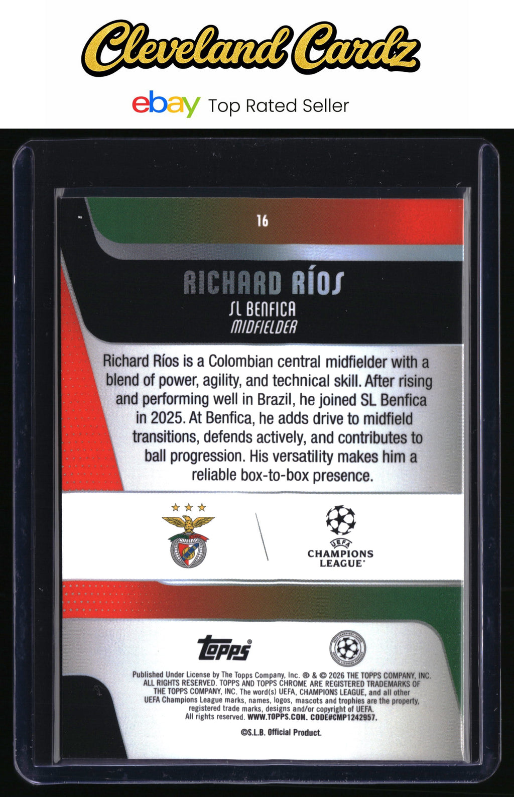 2025-26 Topps Chrome UEFA Club Competitions #16 Richard Ríos Raywave Refractor
