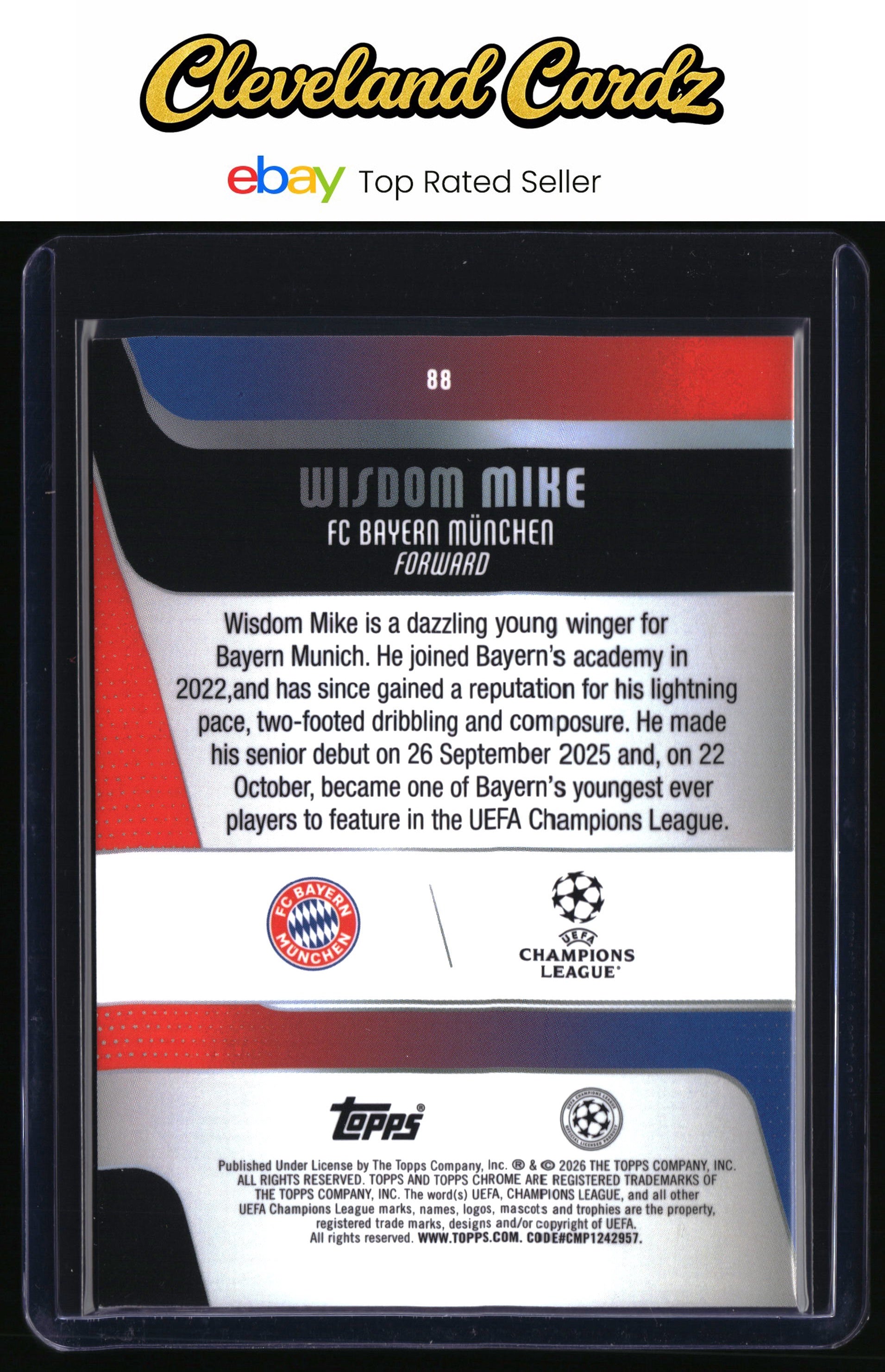2025-26 Topps Chrome UEFA Club Competitions #88 Wisdom Mike Raywave Refractor