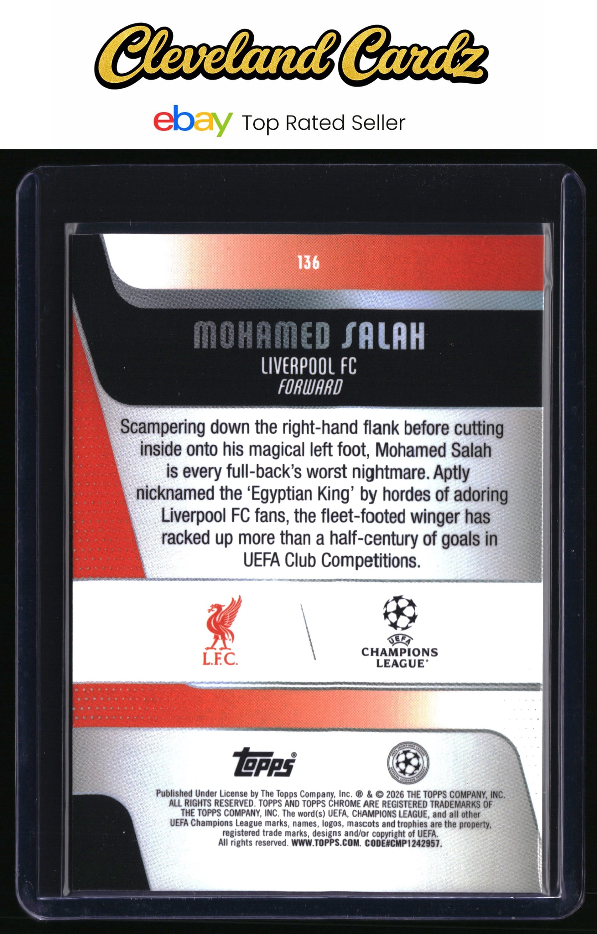 2025-26 Topps Chrome UEFA Club Competitions #136 Mohamed Salah Raywave Refractor