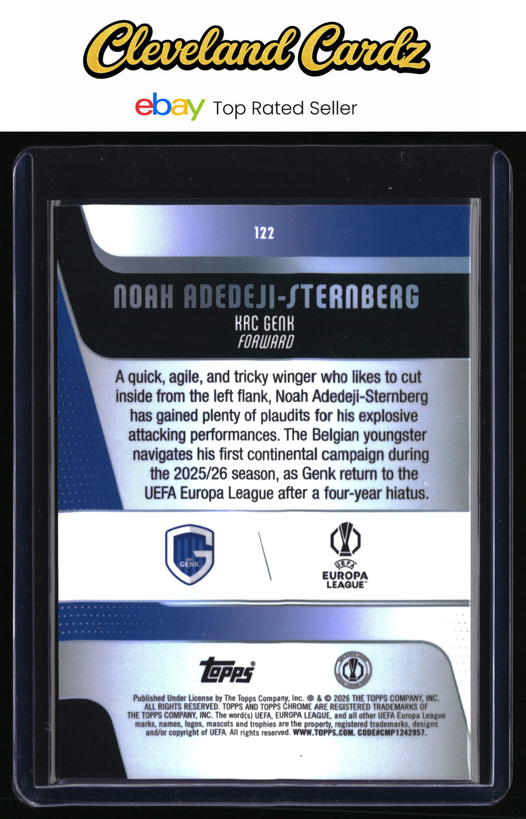 2025-26 Topps Chrome UEFA Club Competitions #122 Noah Adedeji-Sternberg