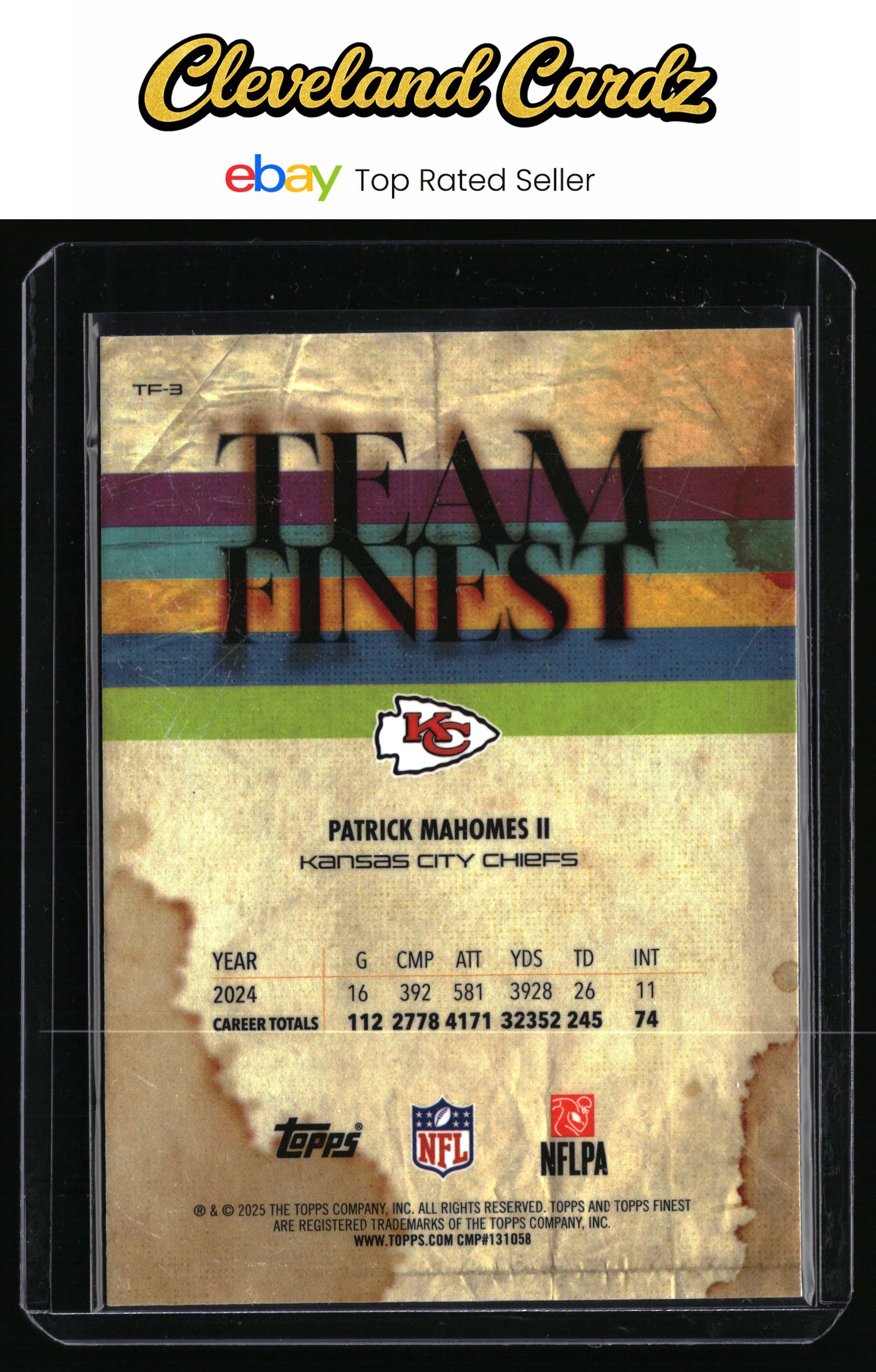 2025 Finest #TF-3 Patrick Mahomes II Team Finest