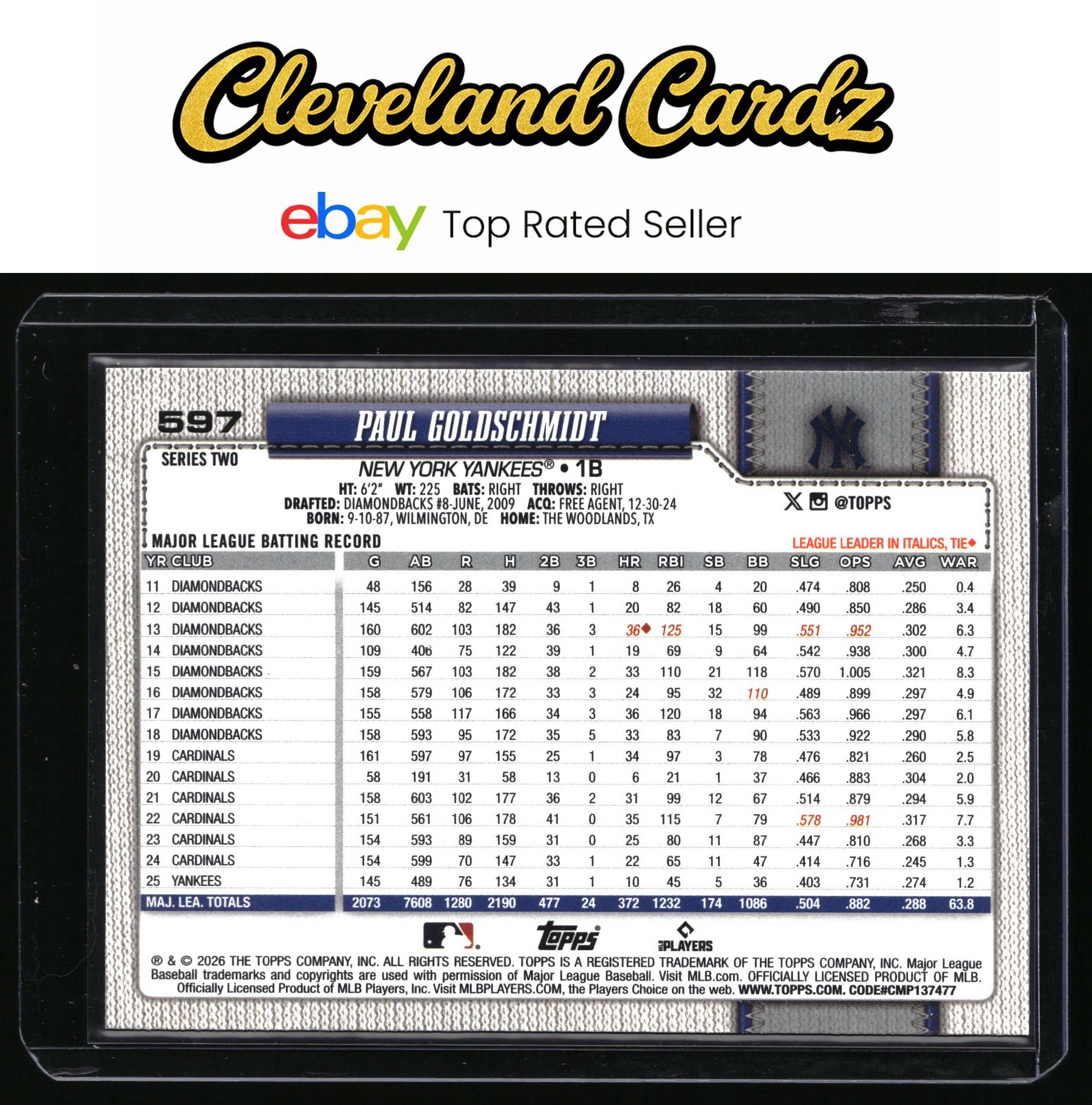 2026 Topps #597 Paul Goldschmidt Holo Foil
