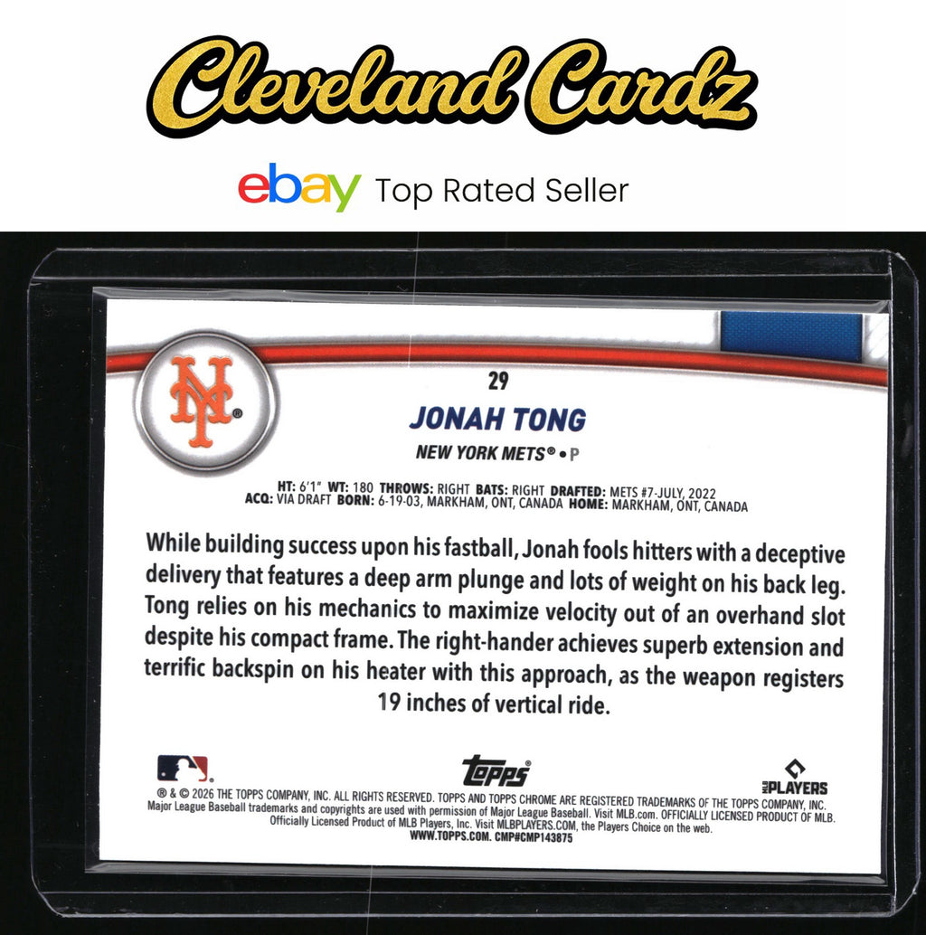 2026 Topps #29 Jonah Tong Flagship Collection Chrome (Series Two)