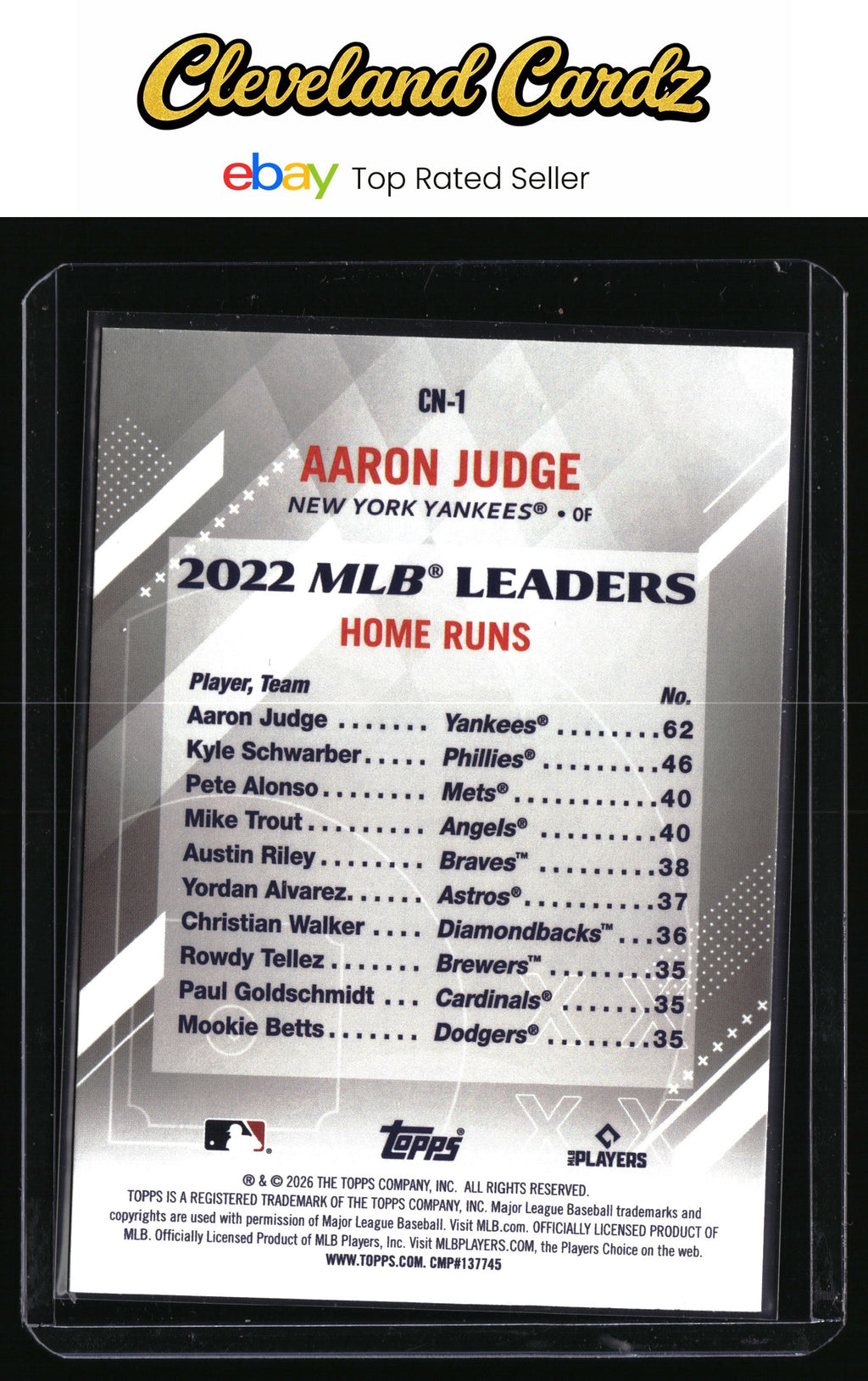 2026 Topps #CN-1 Aaron Judge Crooked Numbers