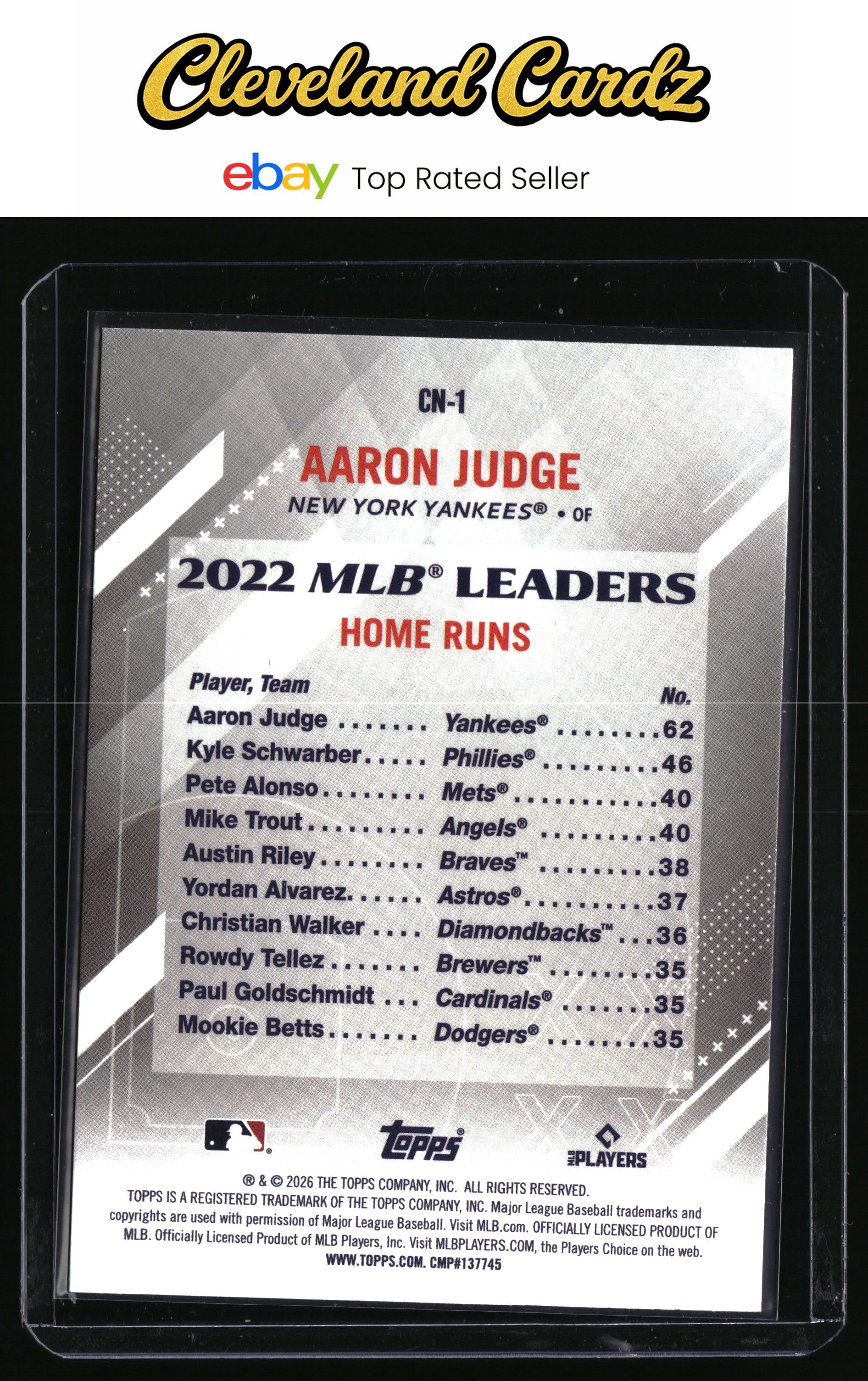 2026 Topps #CN-1 Aaron Judge Crooked Numbers