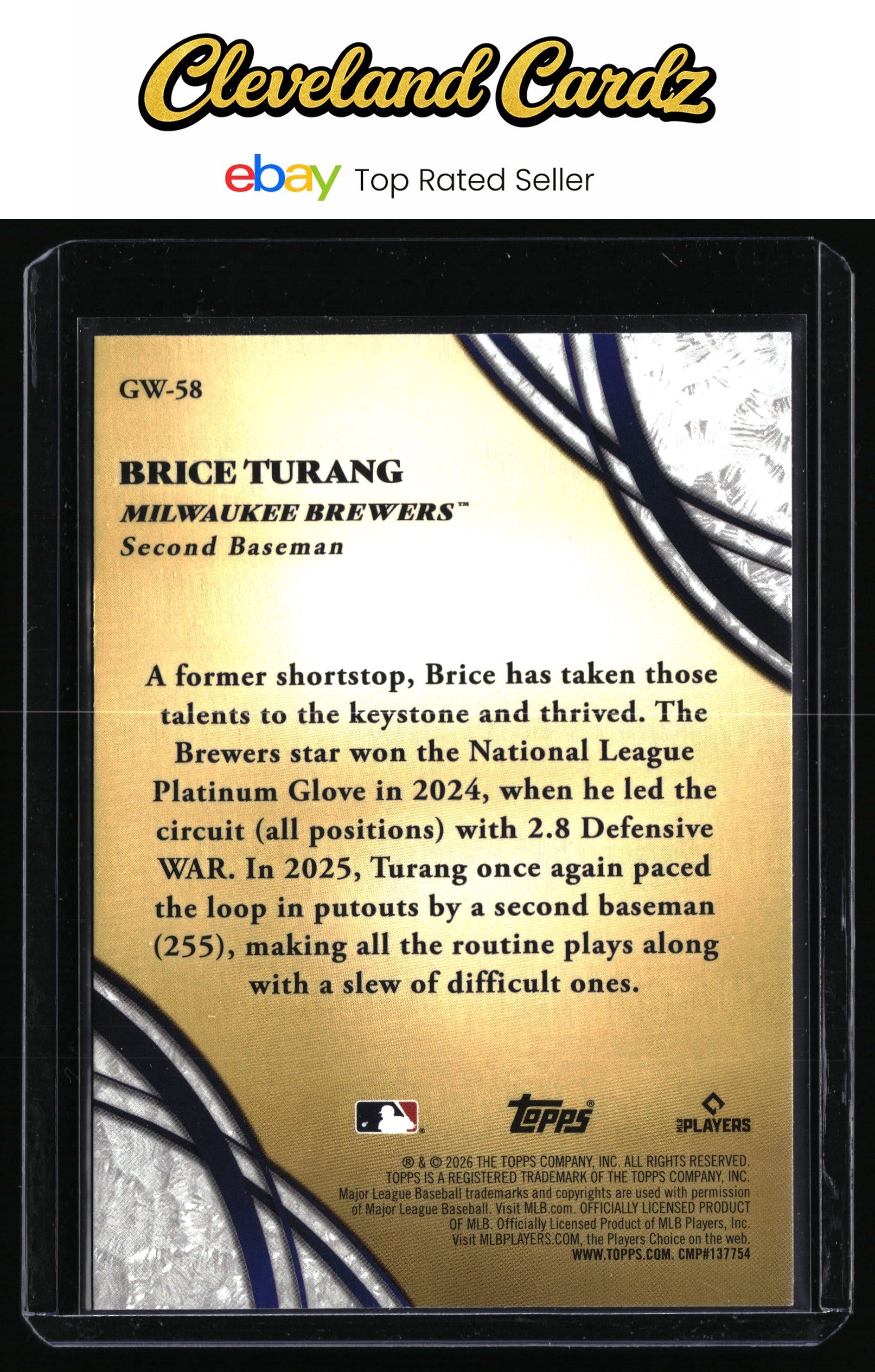 2026 Topps #GW-58 Brice Turang Glove Work