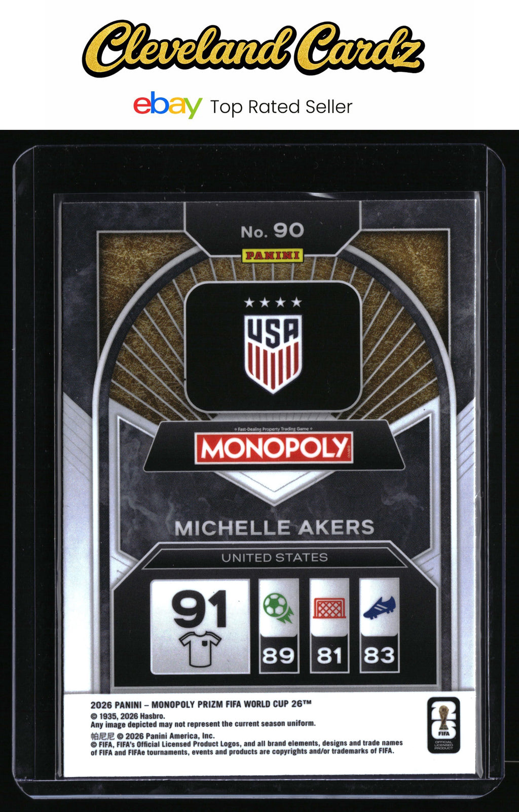 2026 Panini Prizm Monopoly FIFA World Cup #90 Michelle Akers