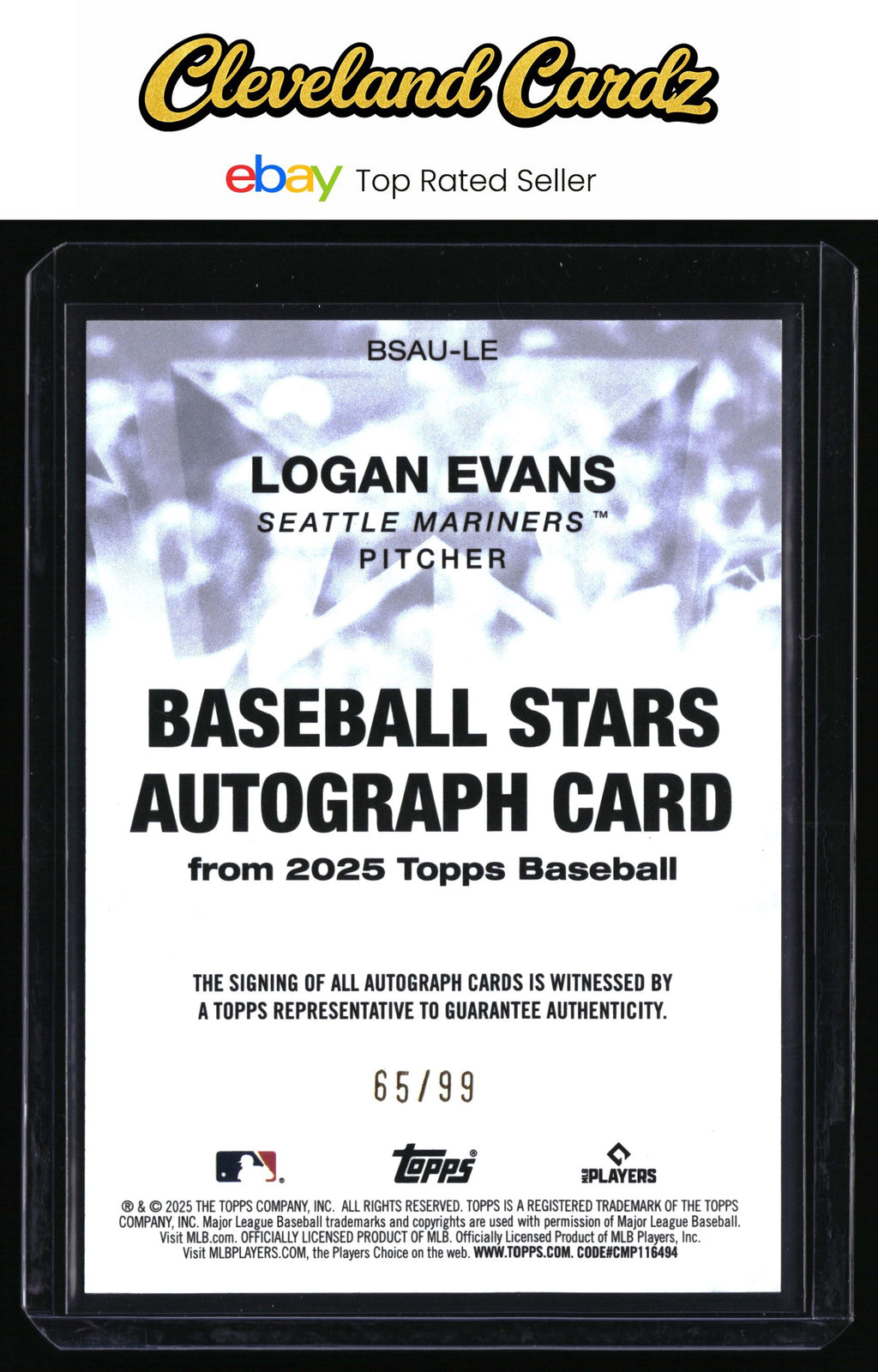 2025 Topps Update #BSAU-LE Logan Evans Baseball Stars Autographs Green #/99