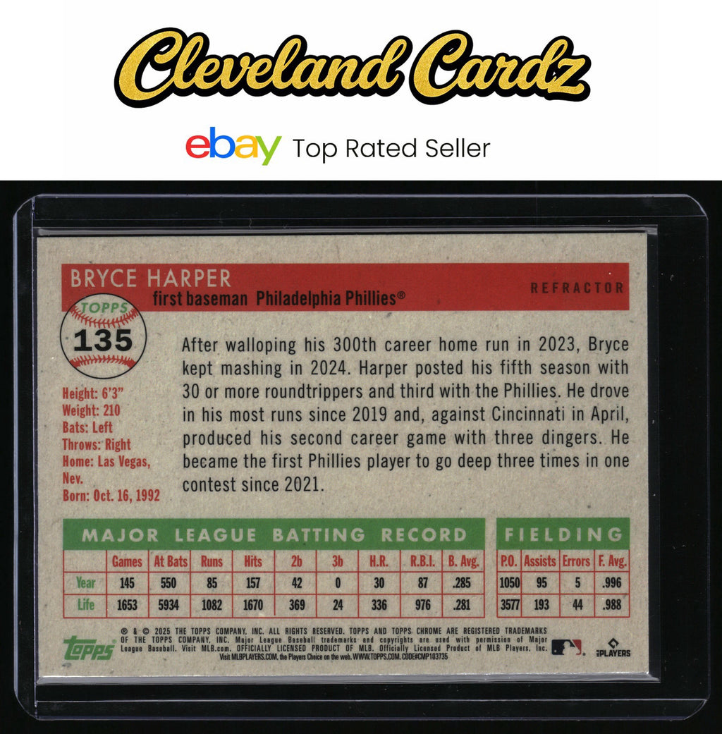 2025 Topps Chrome Platinum #135 Bryce Harper Refractors