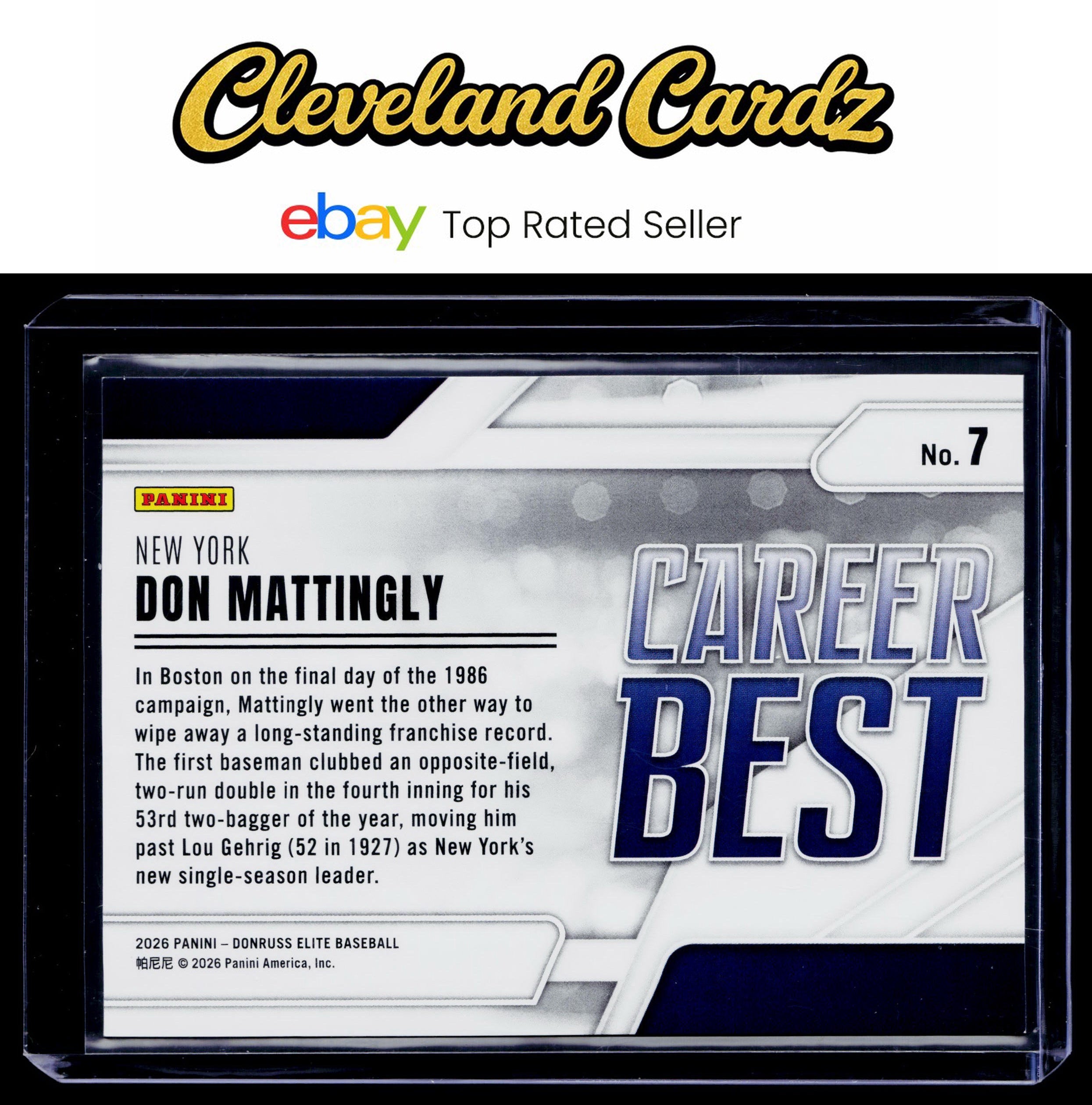 2026 Donruss Elite #7 Don Mattingly Career Best Orange #/275