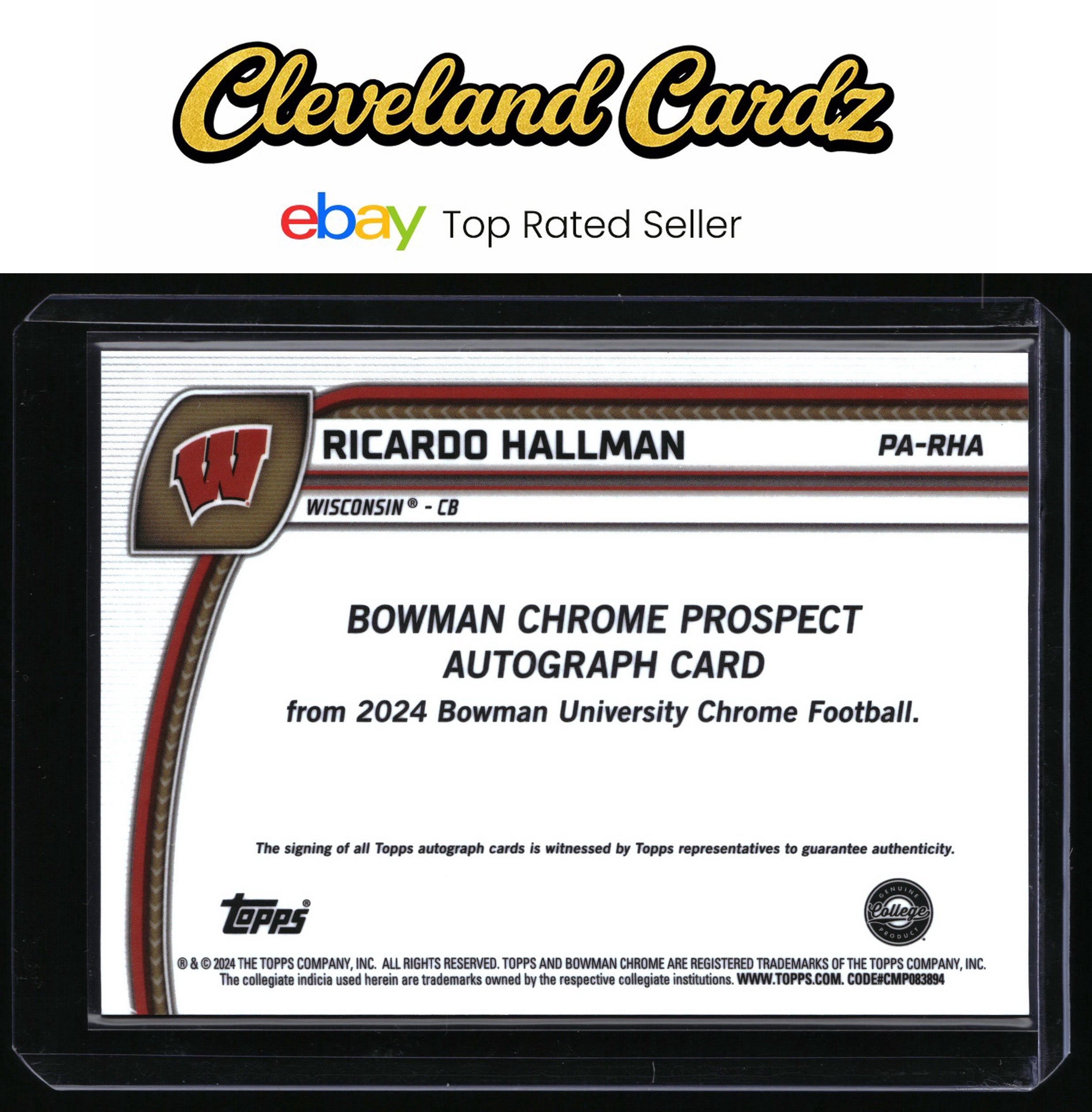 2024 Bowman University Chrome #PA-RHA Ricardo Hallman Auto Stealth Refractor