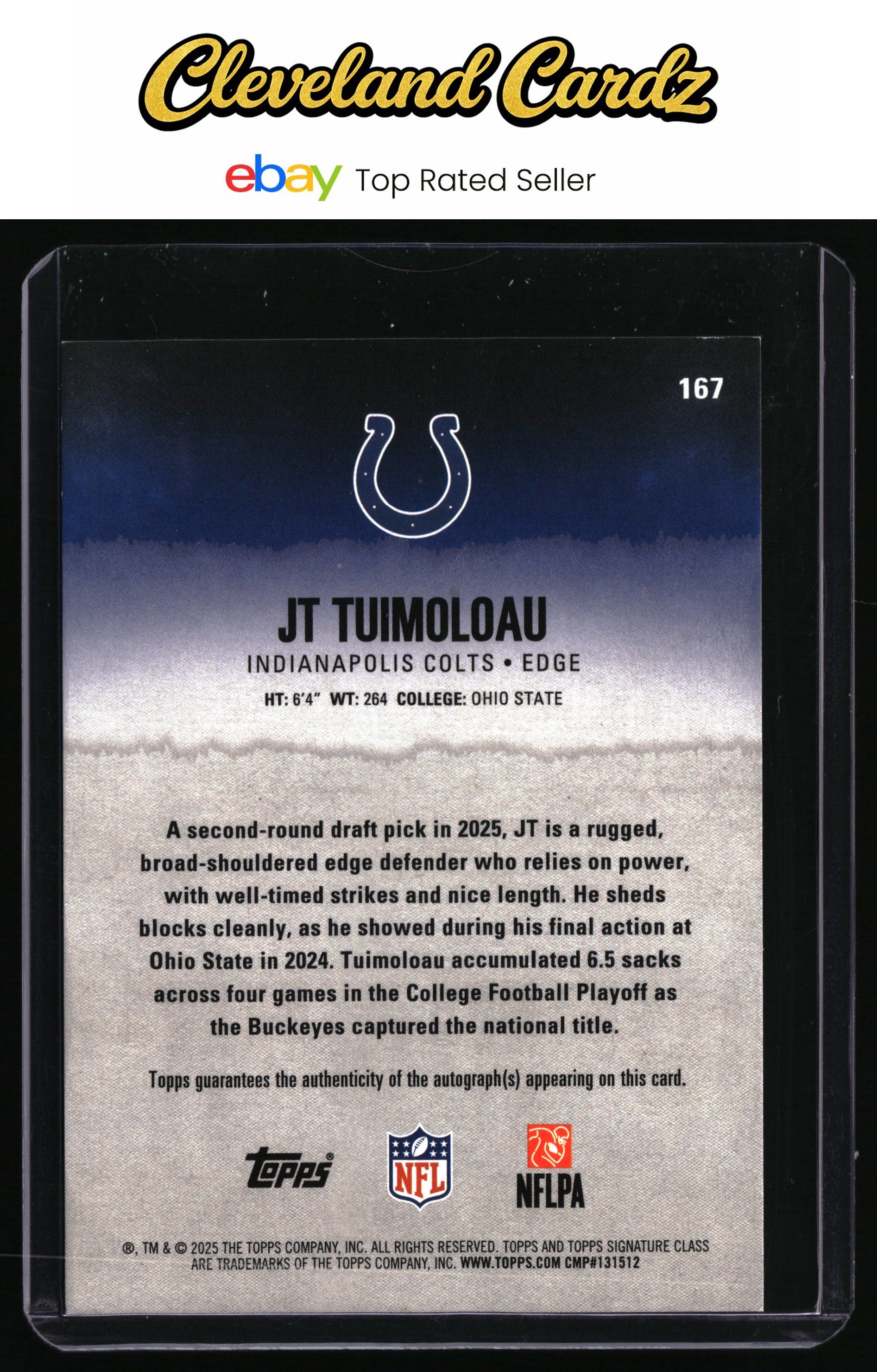 2025 Topps Signature Class #167 JT Tuimoloau Autographs Silver #/275