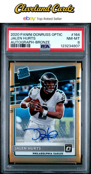 2020 Panini Donruss Optic #164 Jalen Hurts Autograph-Bronze PSA 8