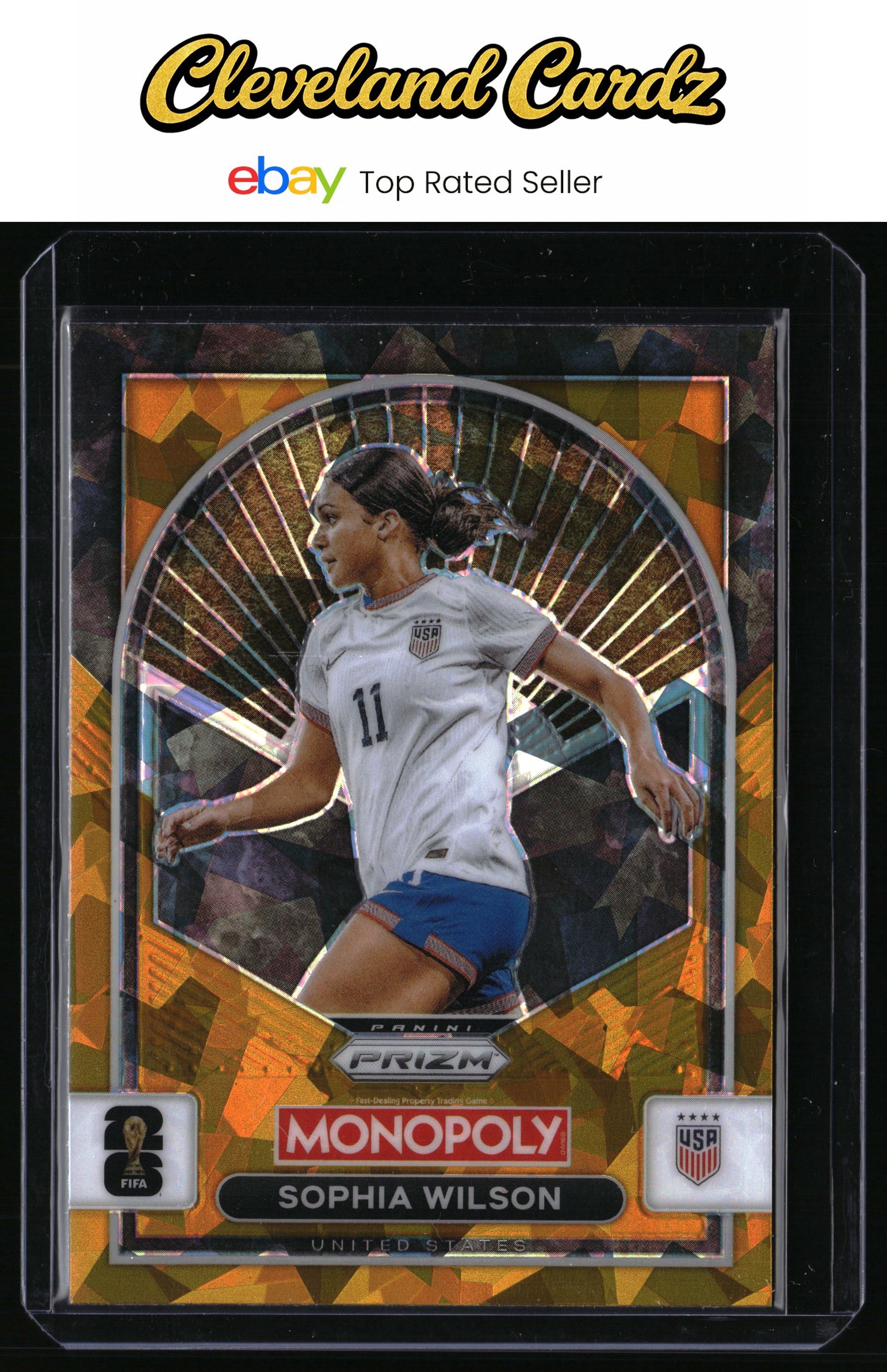 2026 Panini Prizm FIFA World Cup #95 Sophia Wilson Gold Cracked Ice Prizms