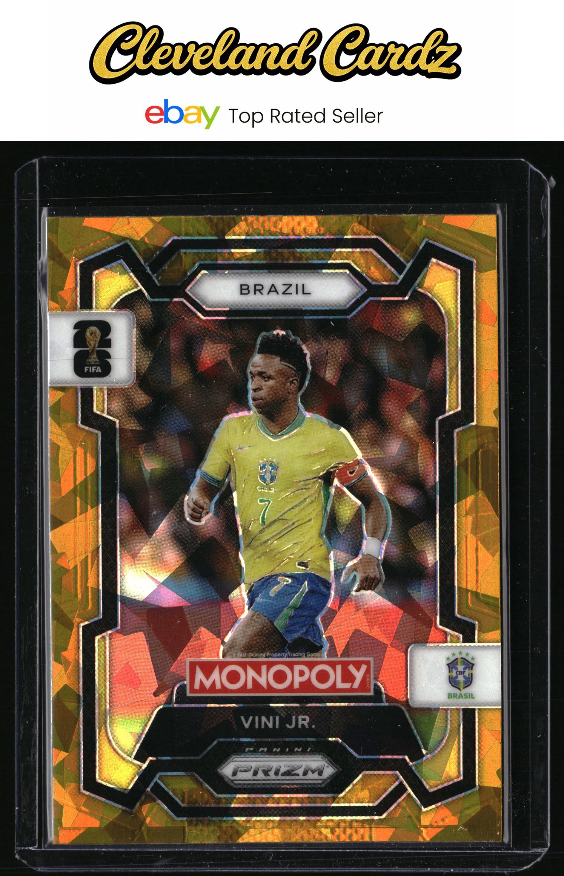 2026 Panini Prizm FIFA World Cup #14 Vini Jr. Gold Cracked Ice Prizms