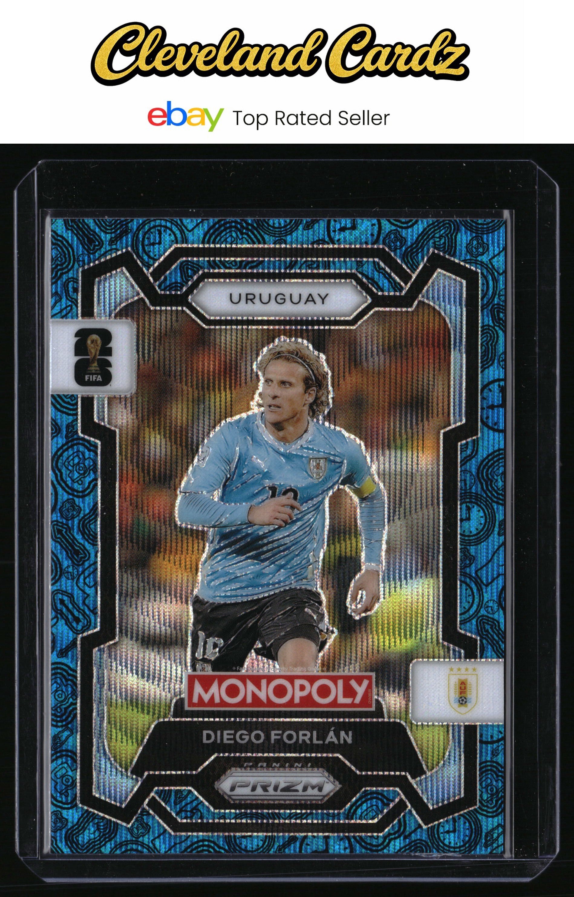2026 Panini Prizm FIFA World Cup #68 Diego Forlan Four Corners Blue Wave Prizms