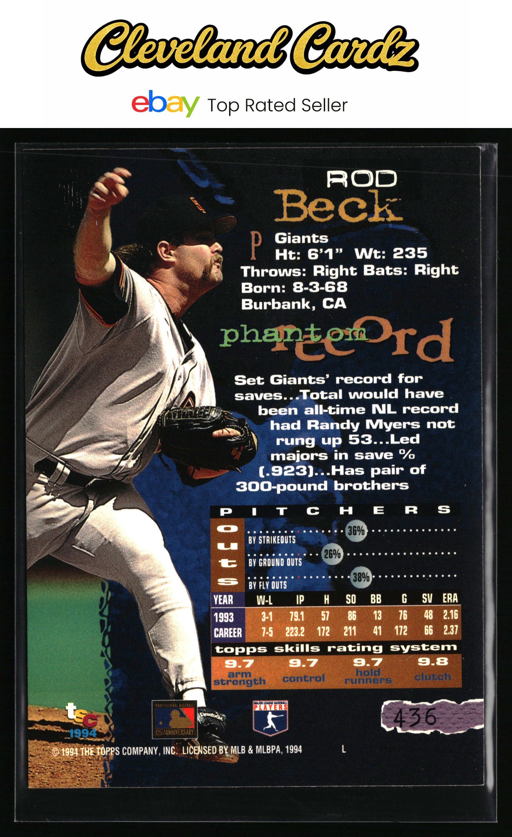 1994 Stadium Club #436 Rod Beck