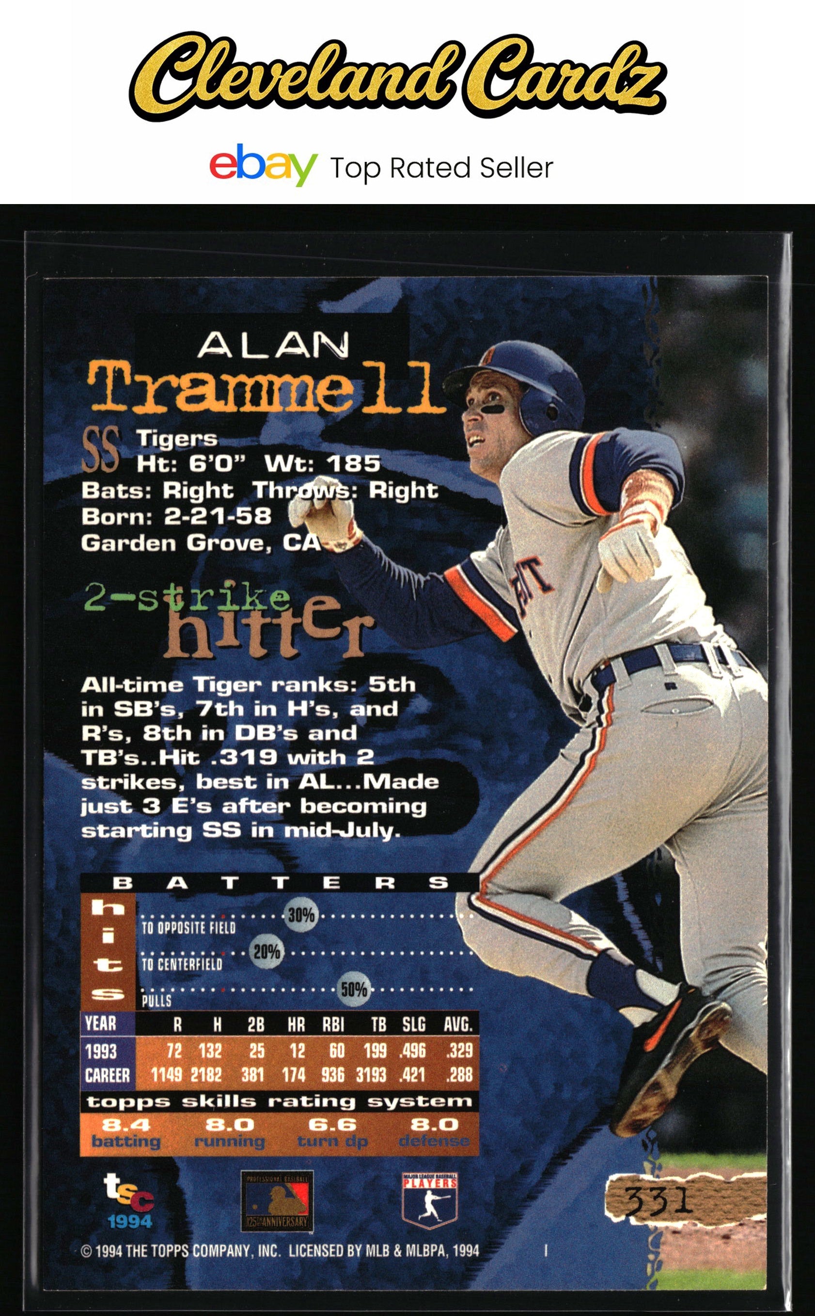 1994 Stadium Club #331 Alan Trammell