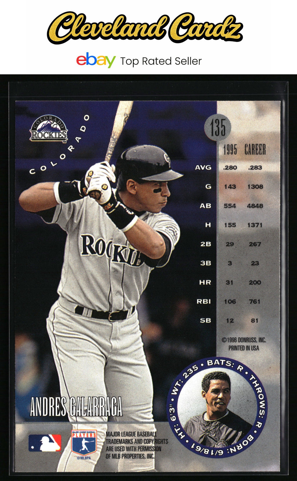 1996 Leaf #135 Andres Galarraga