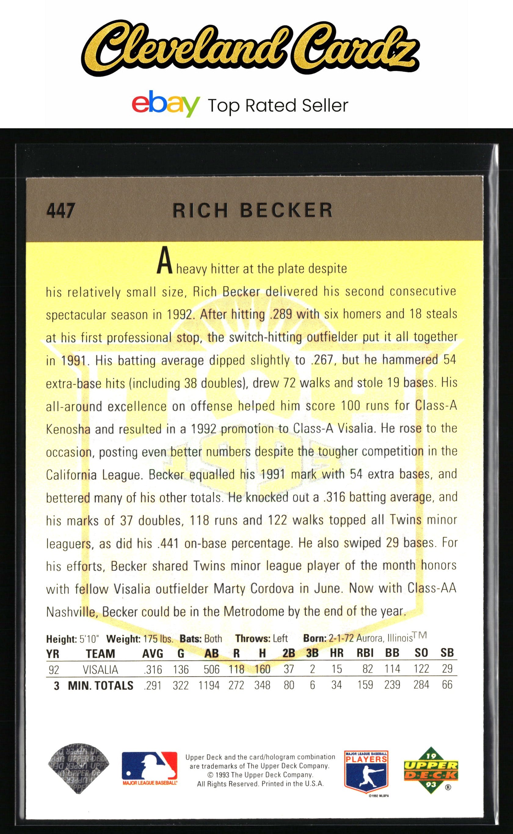 1993 Upper Deck #447 Rich Becker