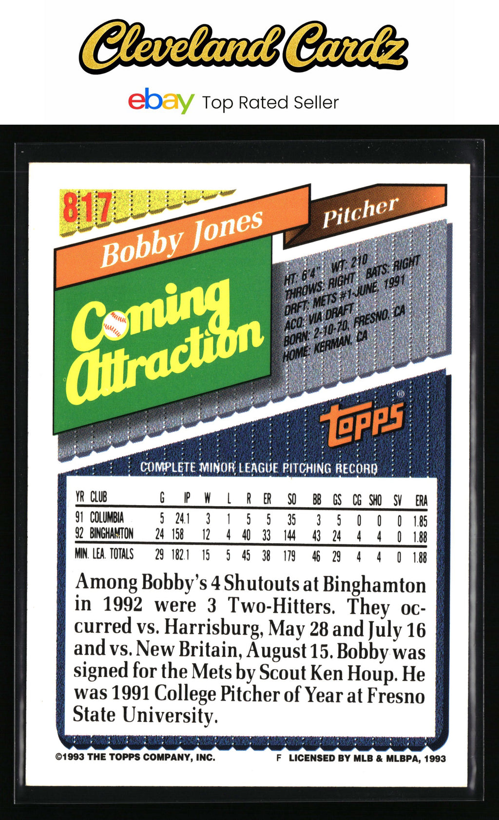 1993 Topps #817 Bobby Jones