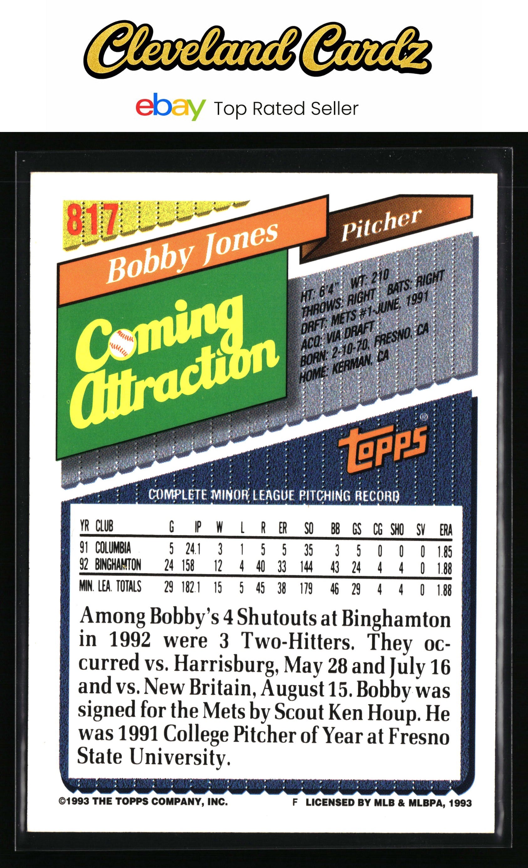 1993 Topps #817 Bobby Jones