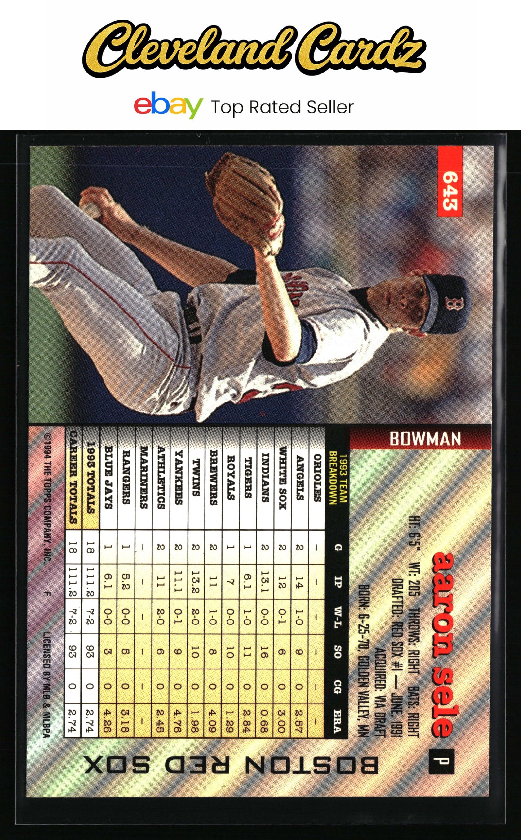 1994 Bowman #643 Aaron Sele