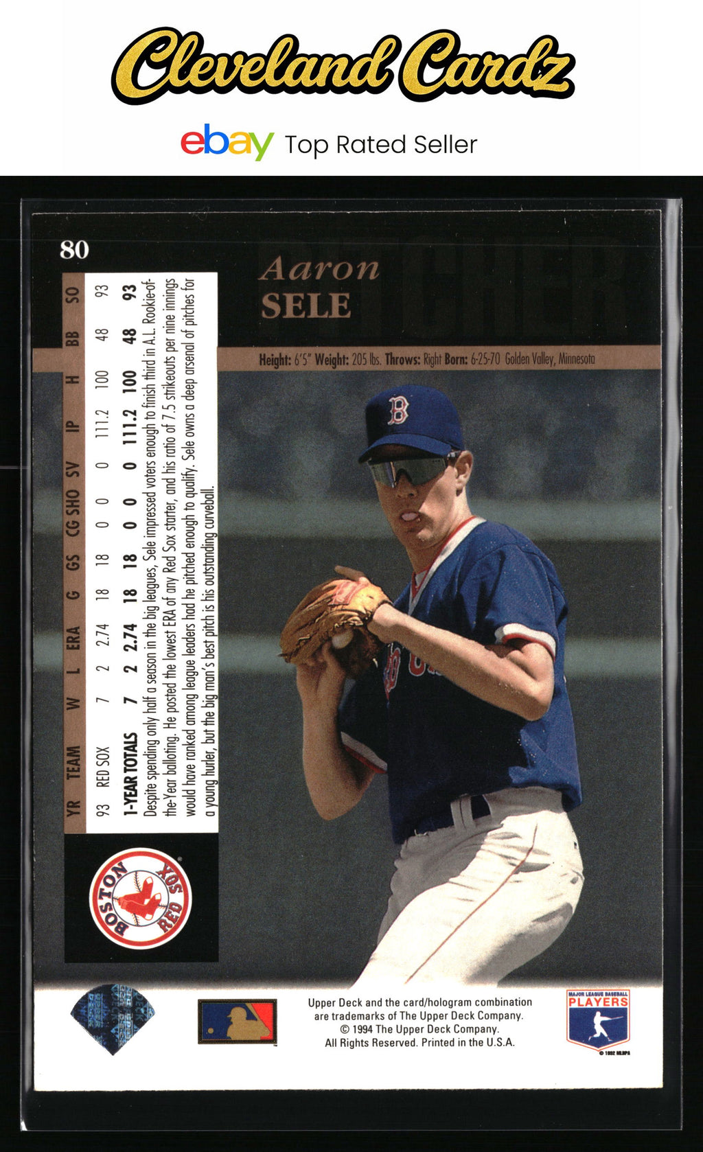1994 Upper Deck #80 Aaron Sele