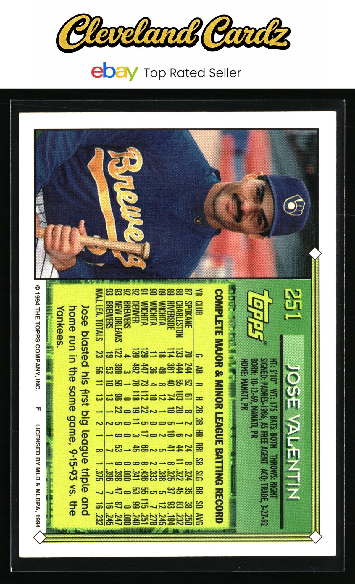 1994 Topps Bilingual #251 Jose Valentin