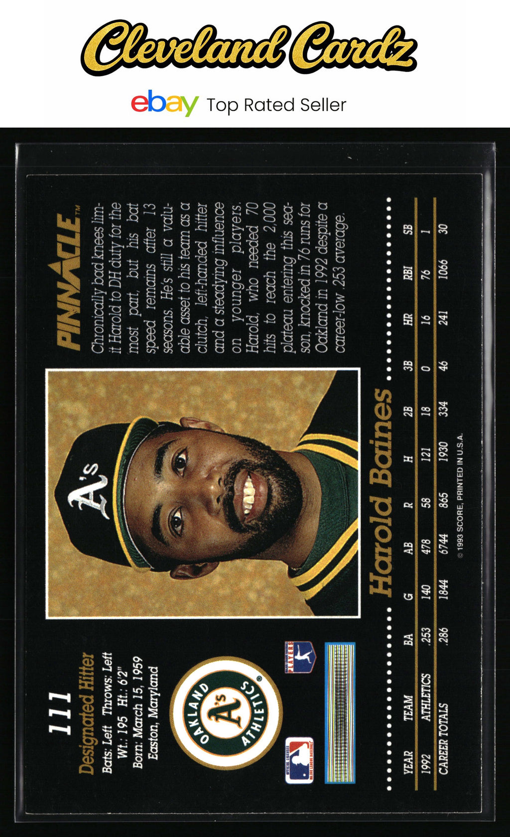 1993 Pinnacle #111 Harold Baines