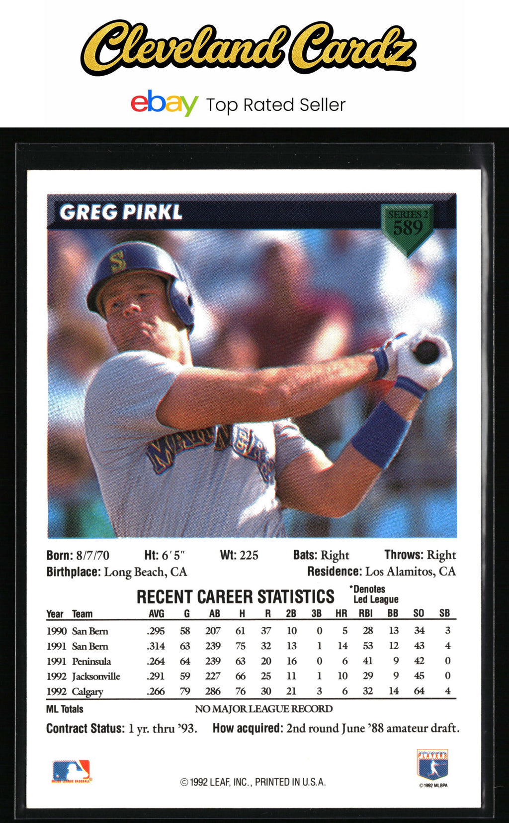 1993 Donruss #589 Greg Pirkl