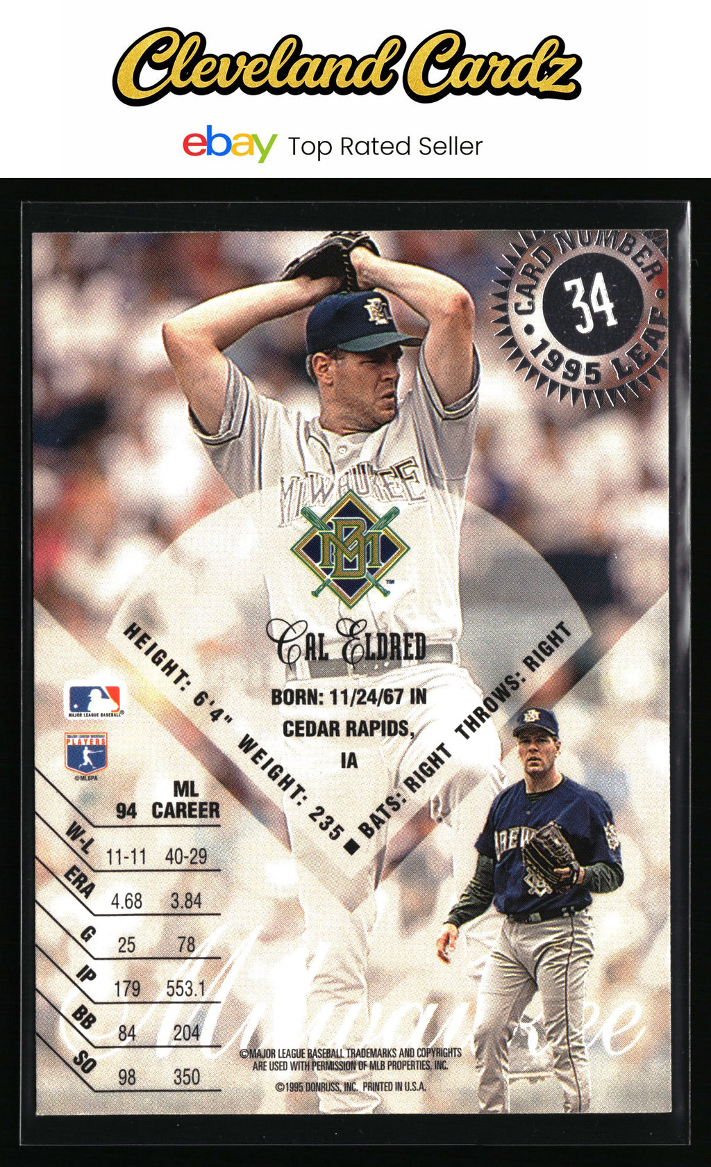 1995 Leaf #34 Cal Eldred