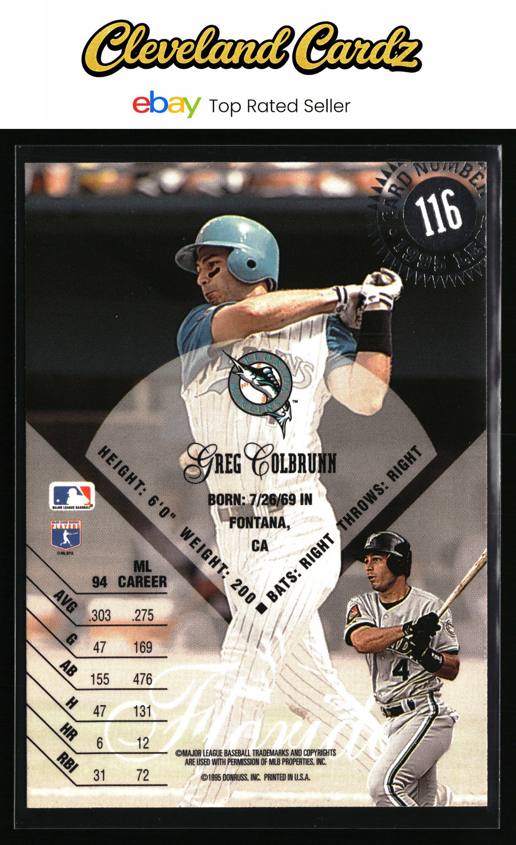 1995 Leaf #116 Greg Colbrunn