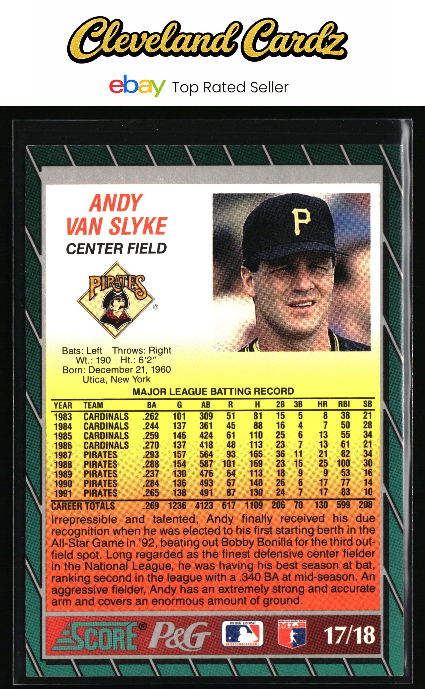 1992 Score Procter & Gamble #17 Andy Van Slyke