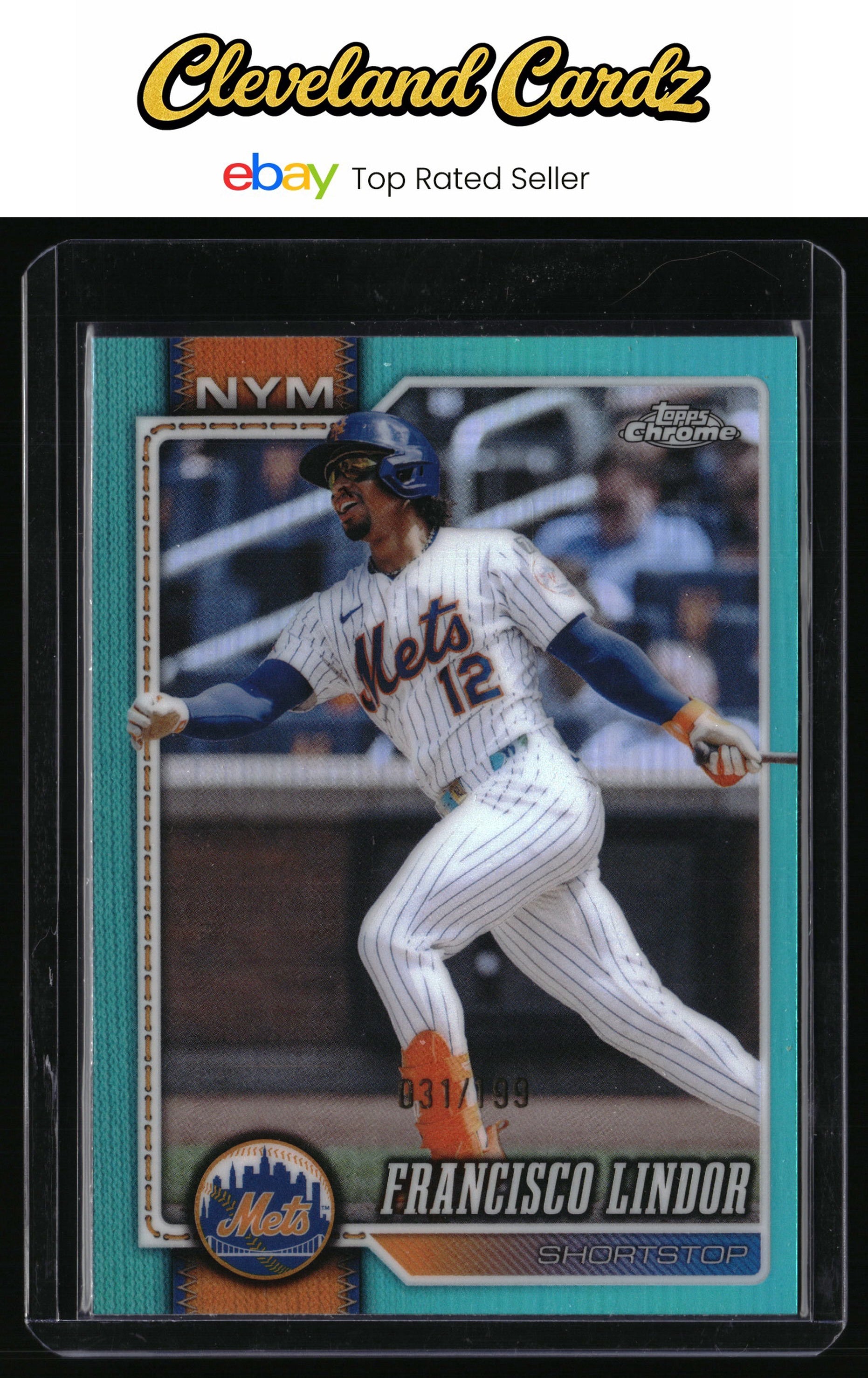 2026 Topps Chrome #299 Francisco Lindor Aqua Refractors #/199