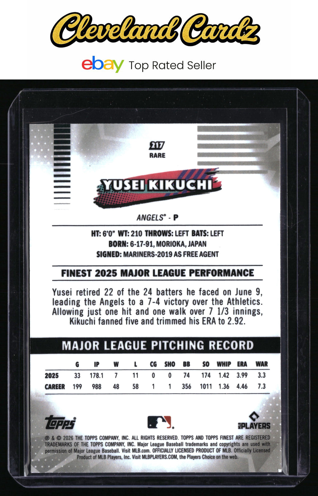 2026 Finest #217 Yusei Kikuchi Pink Refractors #/250