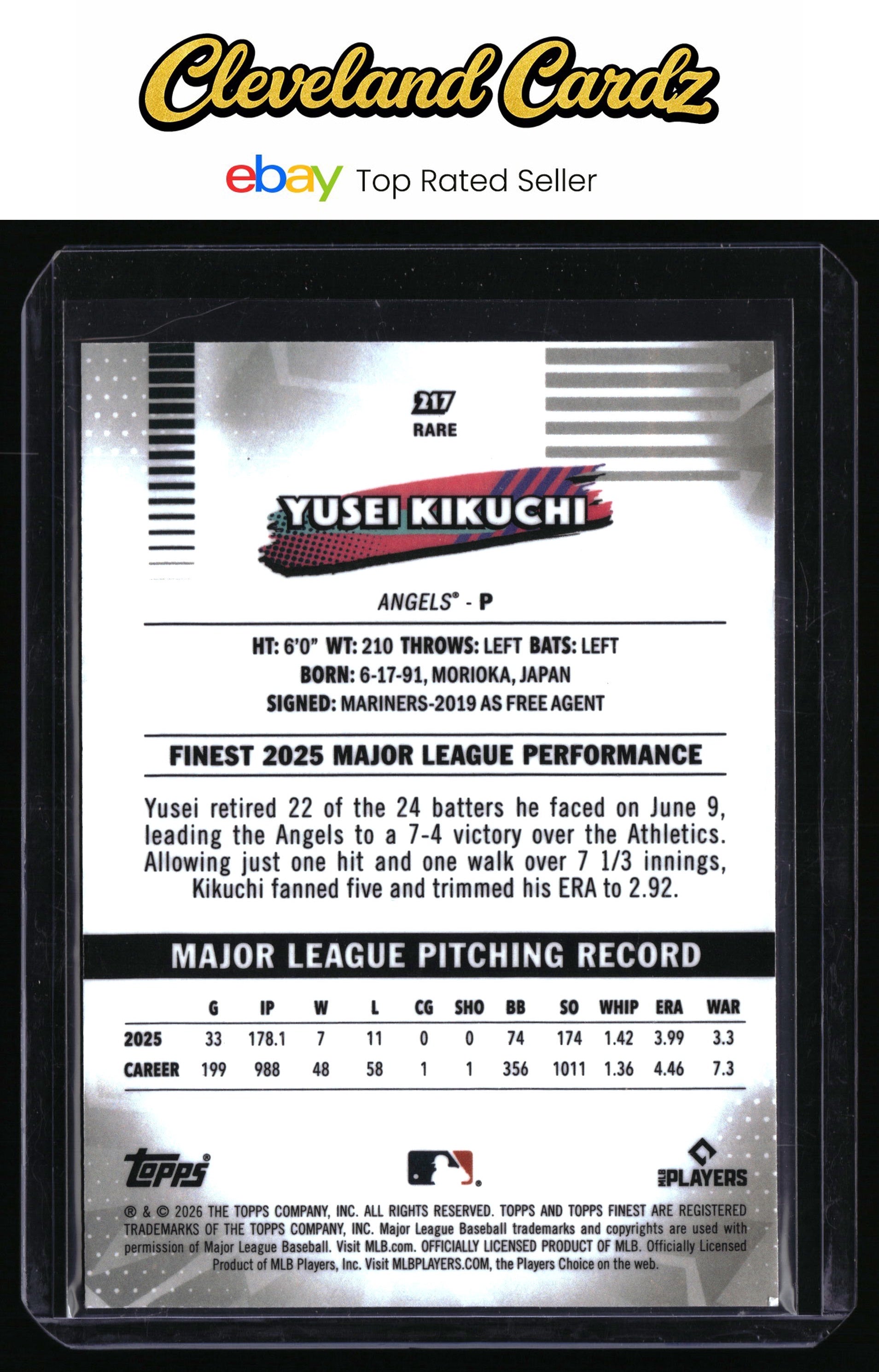 2026 Finest #217 Yusei Kikuchi Pink Refractors #/250