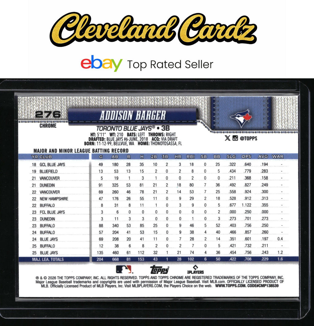 2026 Topps #241 Addison Barger Prism Refractor