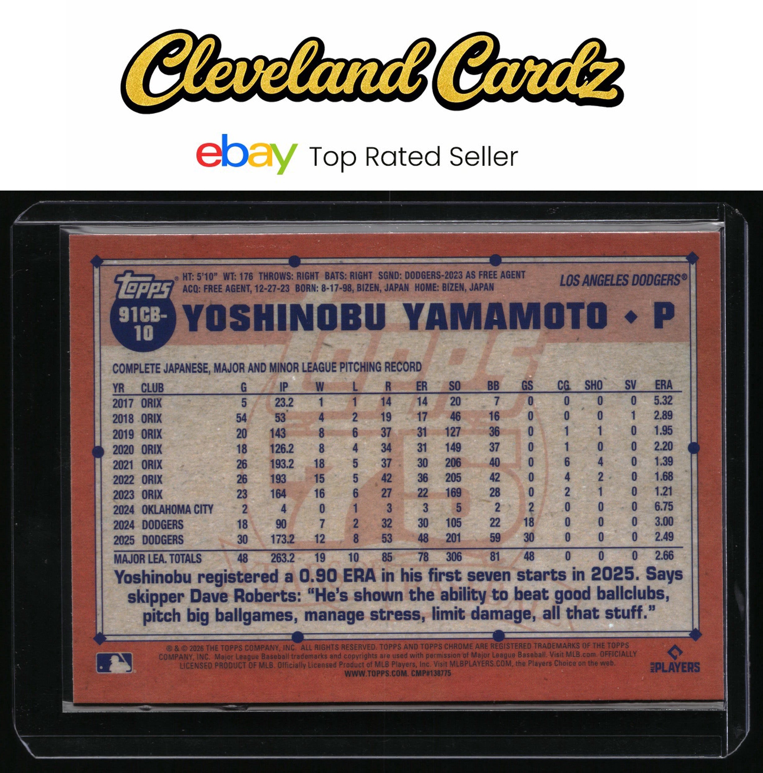 2026 Topps Chrome #91CB-10 Yoshinobu Yamamoto 1991 Baseball Refractor